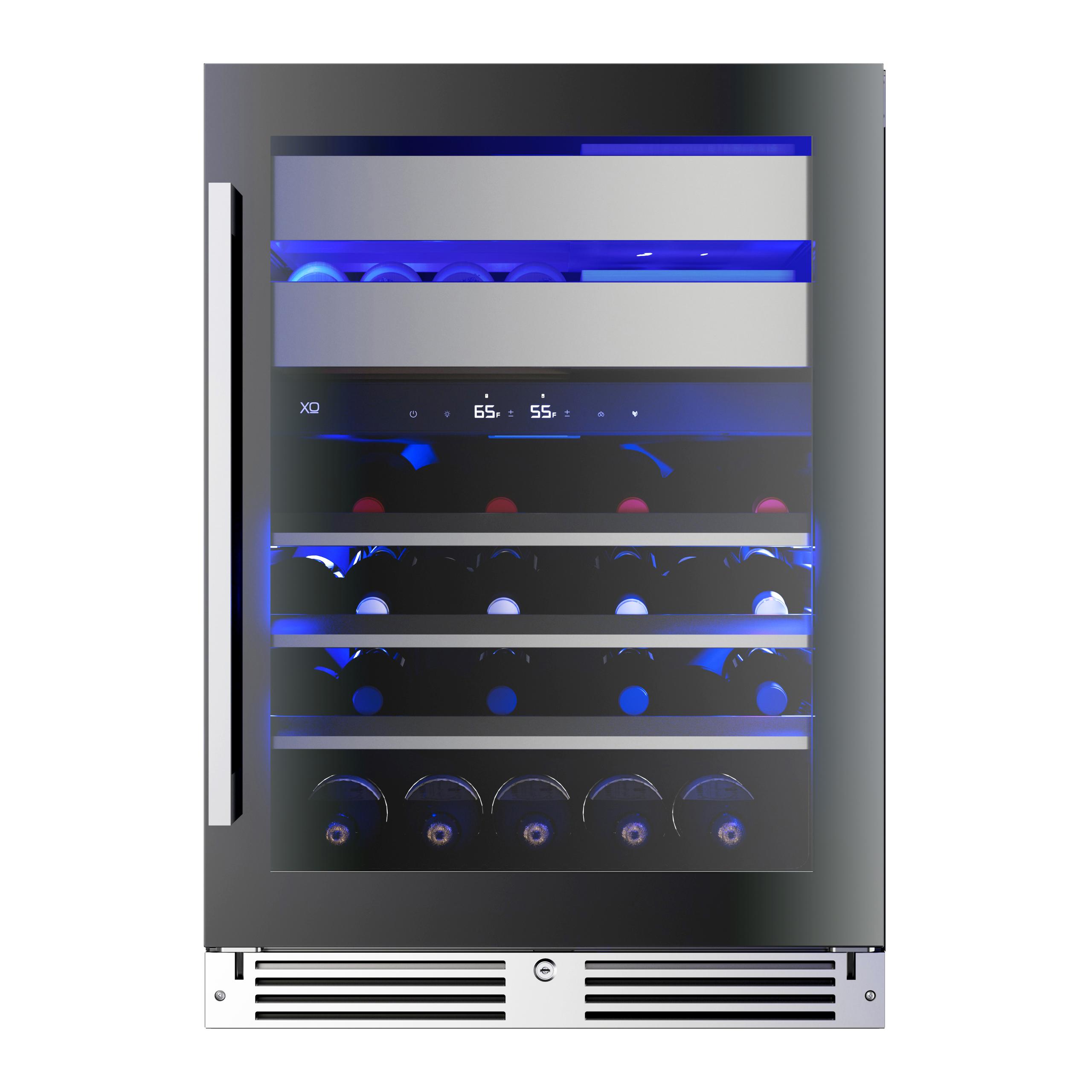 XO APPLIANCE XOU24WWGBR Wine and Weed 24" Black Glass, Right Hinge Black - XOU24WWGBR