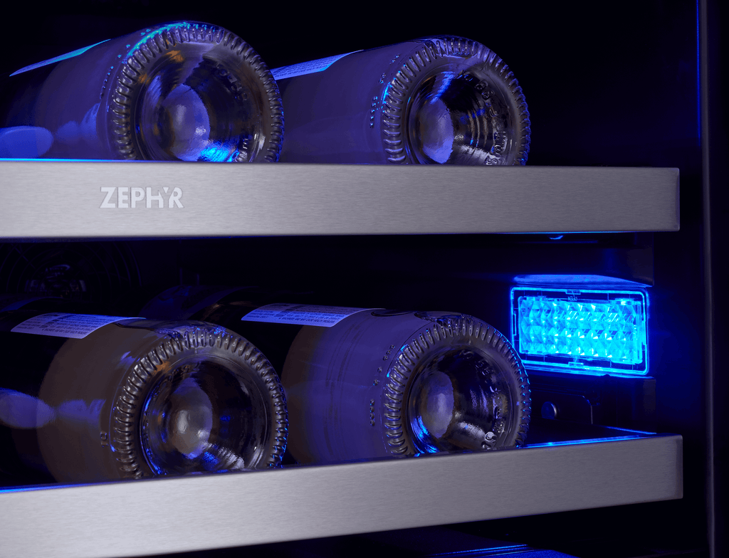 ZEPHYR Presrv Wine Cooler, 24in UC, SS+Gls, Fr Door, 2Z in Stainless Steel - PRW24C32CG