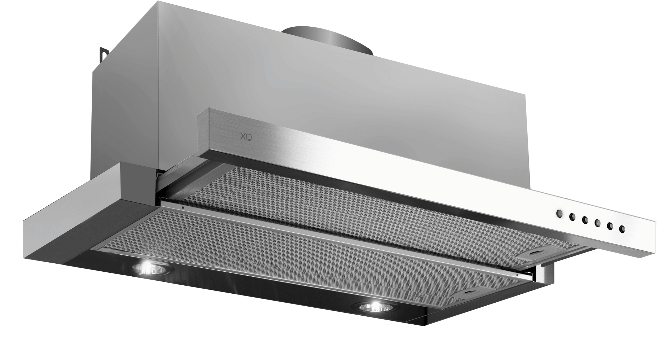 XO APPLIANCE XOC36SC 36" CCC 600/395 CFM Under Cabinet Glide Out Visor Italian Made in Stainless Steel - XOC36SC