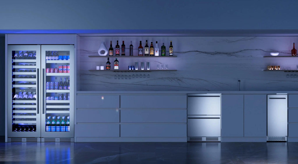 XO APPLIANCE XOU2470WDZGB Tall Dual Zone Wine Cooler, Black Glass Black - XOU2470WDZGB