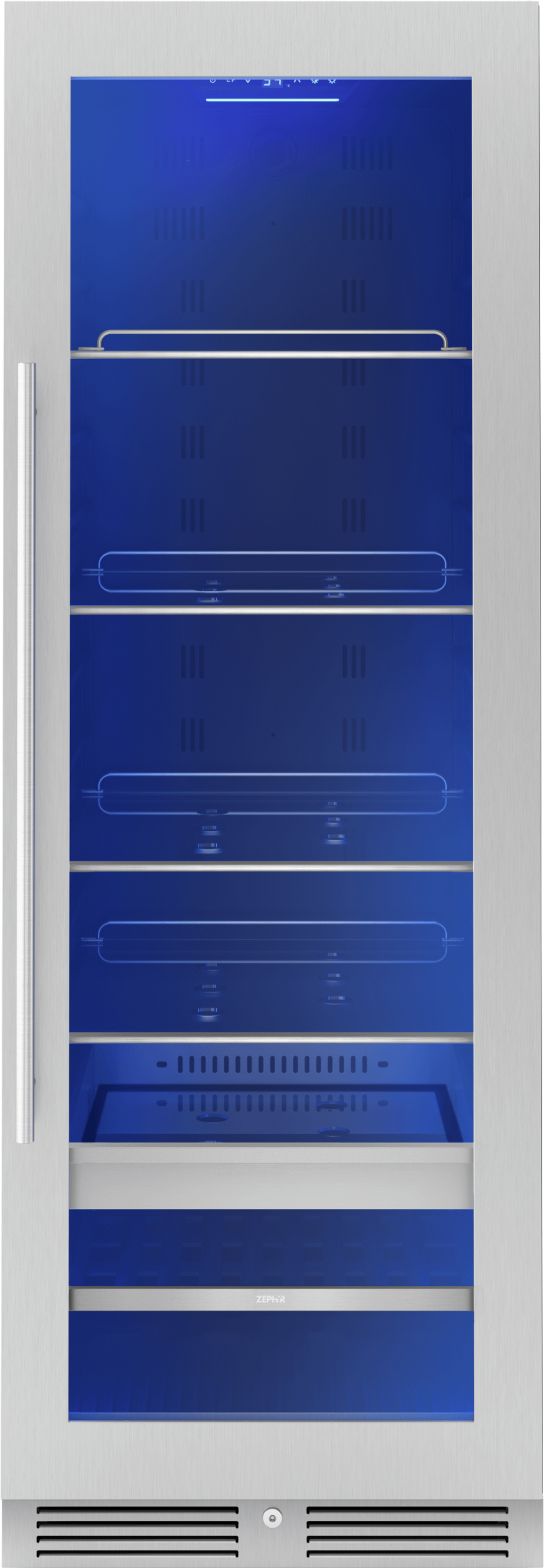 ZEPHYR Presrv Beverage Cooler, 24in Full Size, SS+Glass, Reversible Door, 1 Zone in Stainless Steel - PRB24F01BG