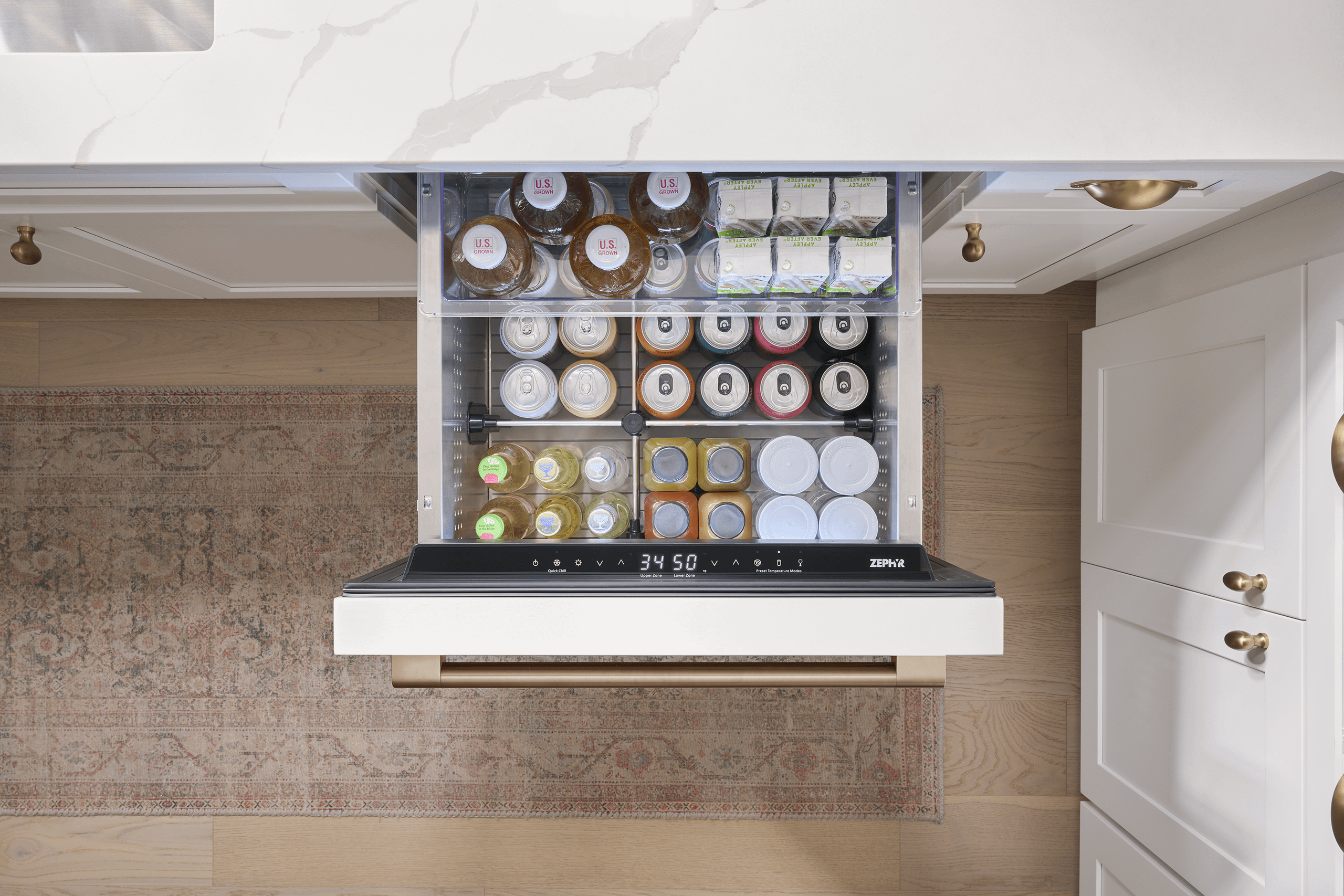 ZEPHYR Presrv Refrigerator Drawers, 24in Compact, Panel Ready, 2 Zone Custom Panel Ready - PRRD24C2AP