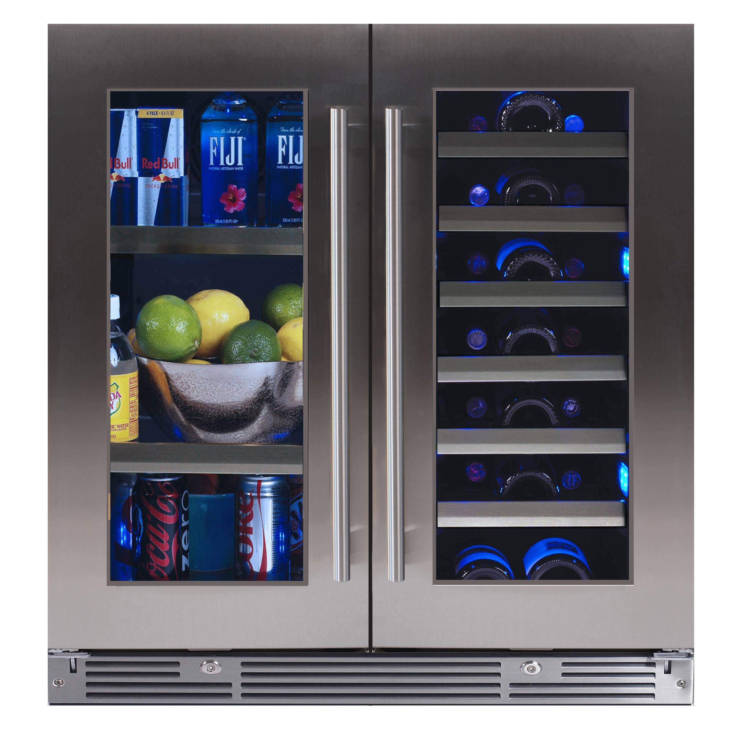 XO APPLIANCE XOU30BWDDGS 30" Beverage/Wine Double Door in Stainless Steel Glass in Stainless Steel - XOU30BWDDGS