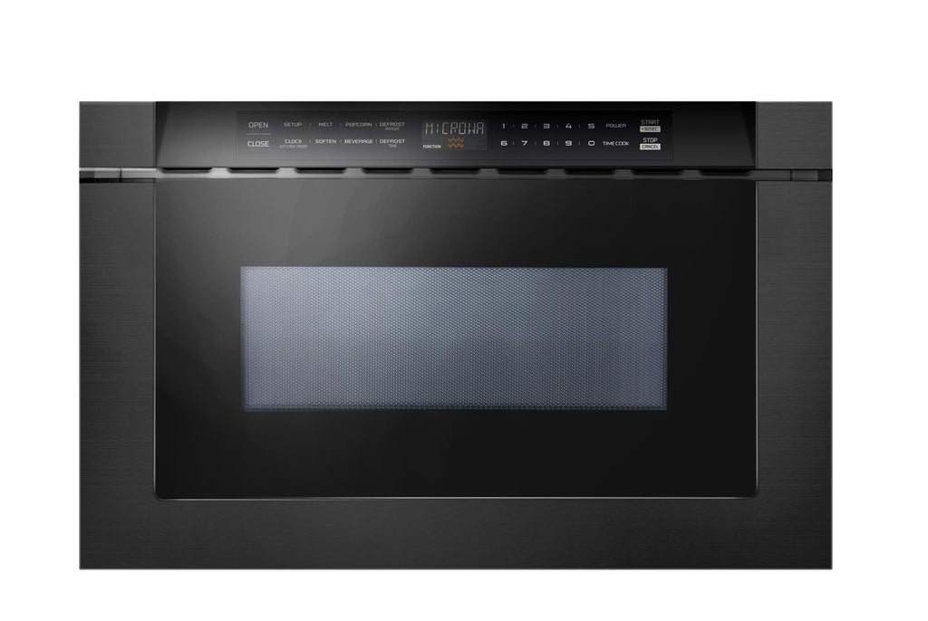 XO APPLIANCE XOMWD24BS 24" Built-In Microwave Drawer - Black Glass & Black Stainless Black in Stainless Steel - XOMWD24BS