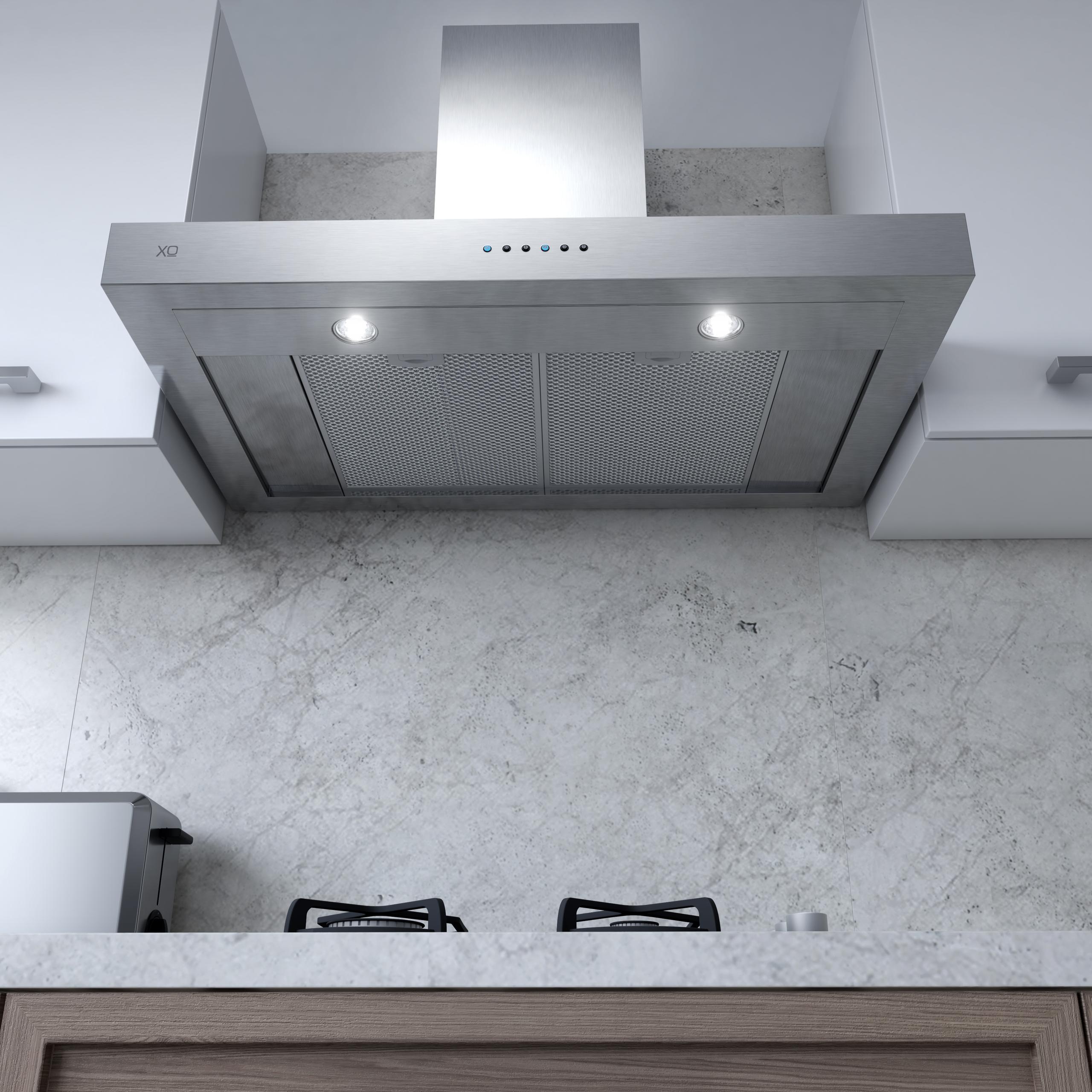XO APPLIANCE XOR30SC 30" CCC 600/395 CFM Sleek Contemporary Italian Made Wall Mount Hood in Stainless Steel - XOR30SC