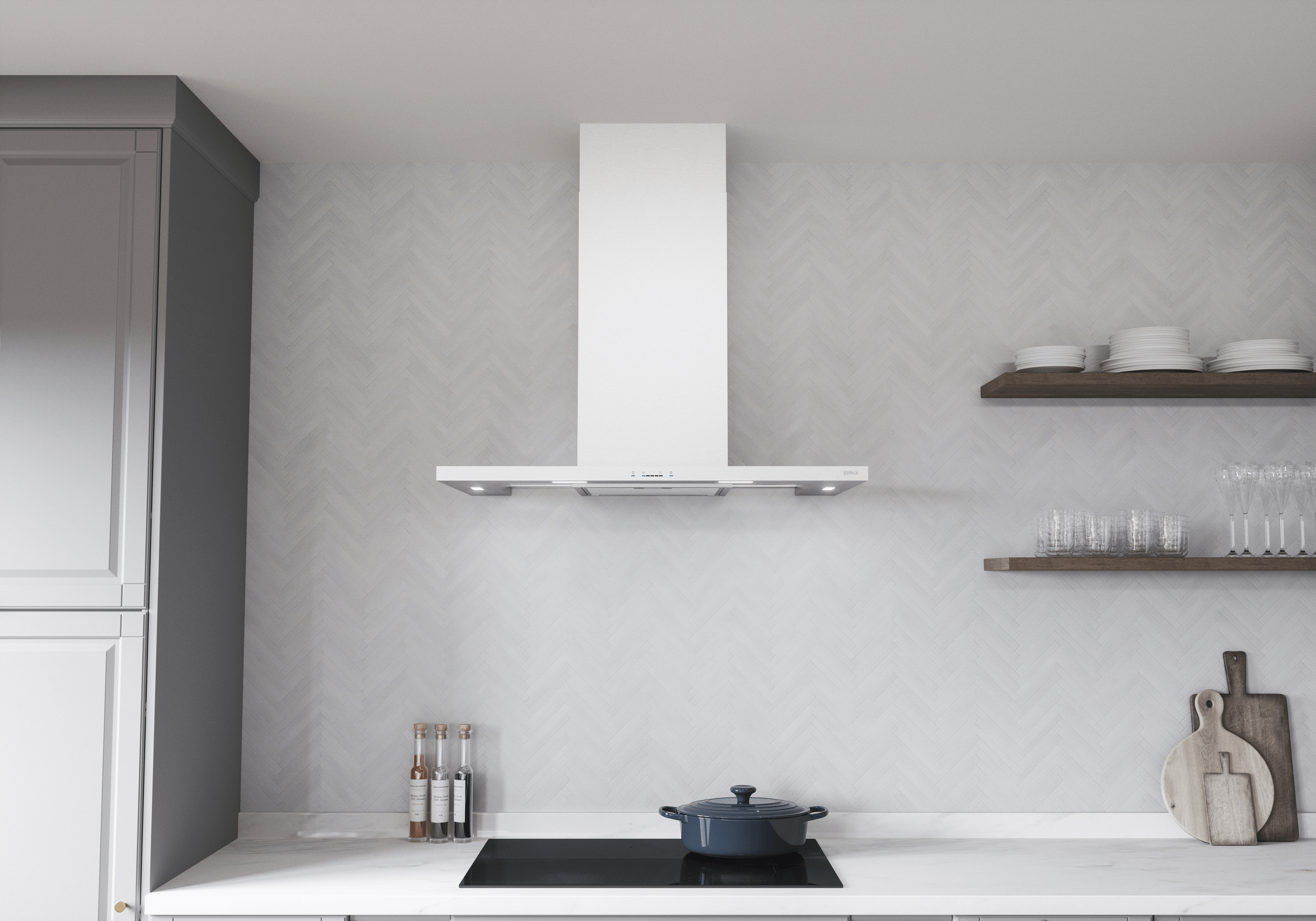 ZEPHYR Modena, Wall, 30in, SS+Glass, LED, ACT in Stainless Steel - ZMOE30BS