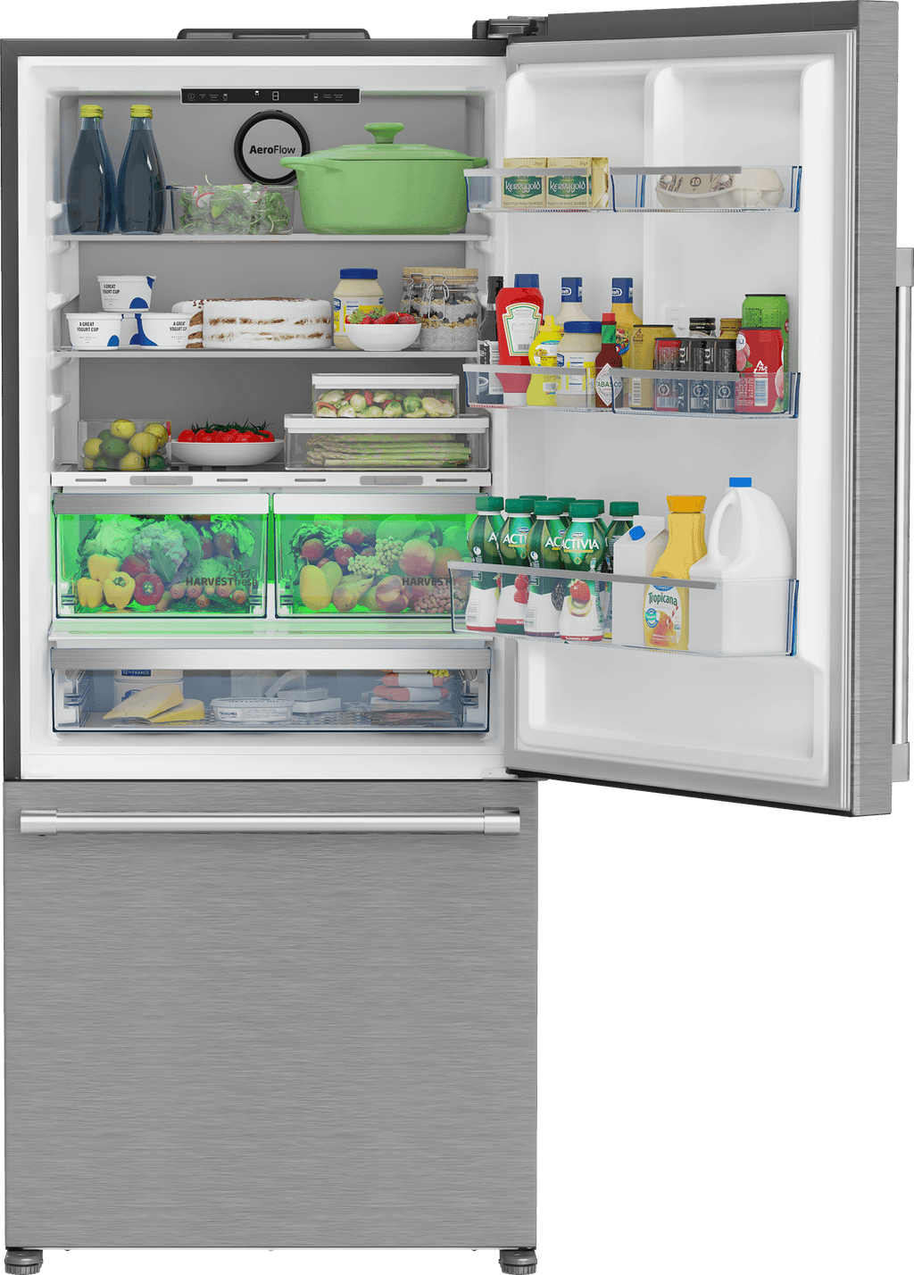 BEKO 30" Bottom Freezer Refrigerator with HarvestFresh in Stainless Steel - BFBD30216SS