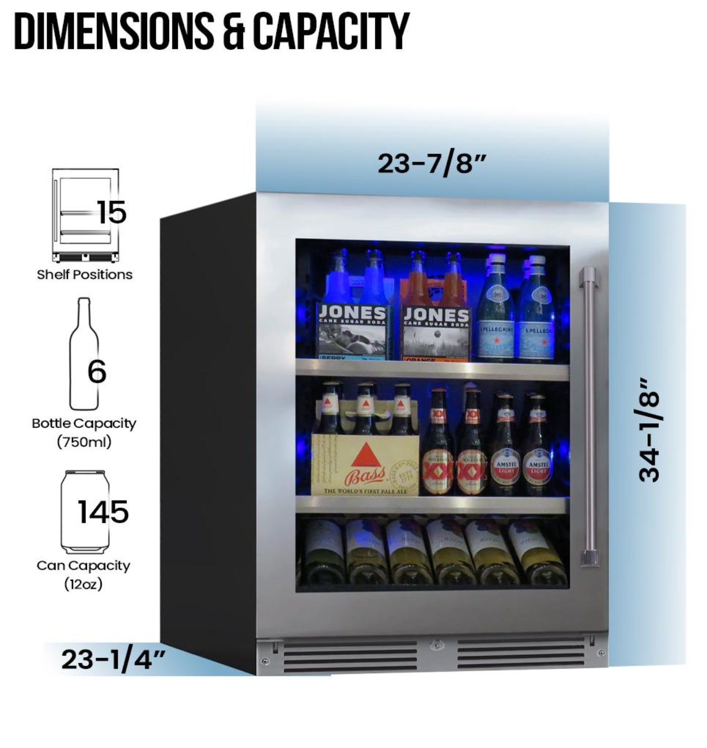 XO APPLIANCE XOU24BCGSL 24" Beverage Center, in Stainless Steel Glass, Left Hinge in Stainless Steel - XOU24BCGSL