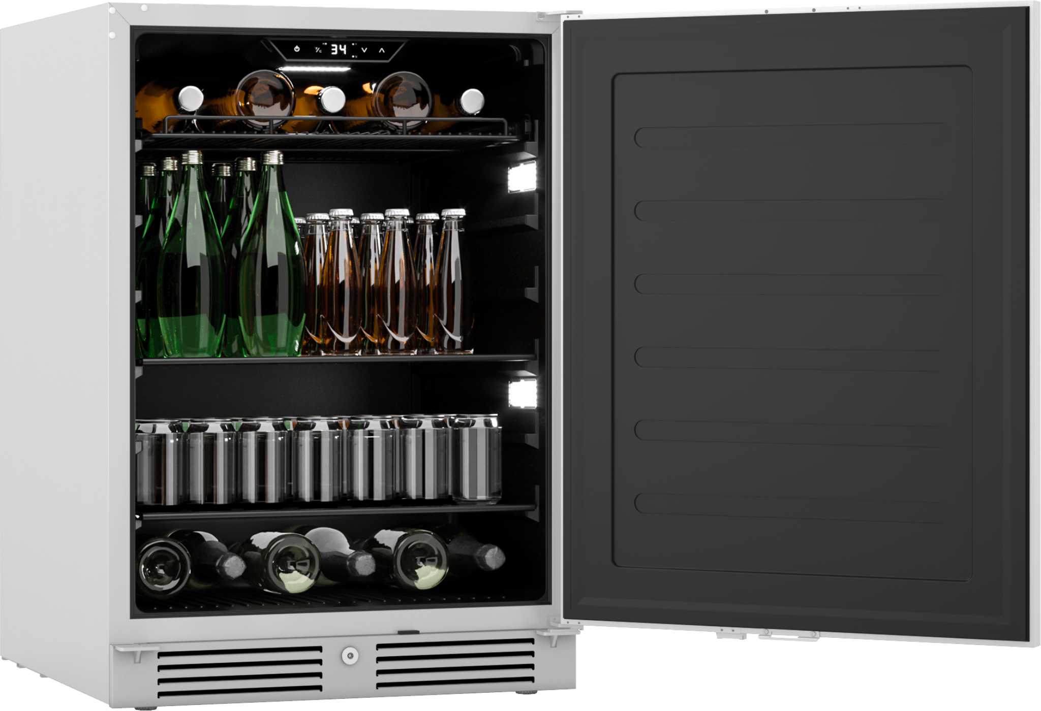 ZEPHYR Presrv Bev Outdoor Cooler, 24in UC, SS, Lock, 1Z in Stainless Steel - PRB24C01ASOD