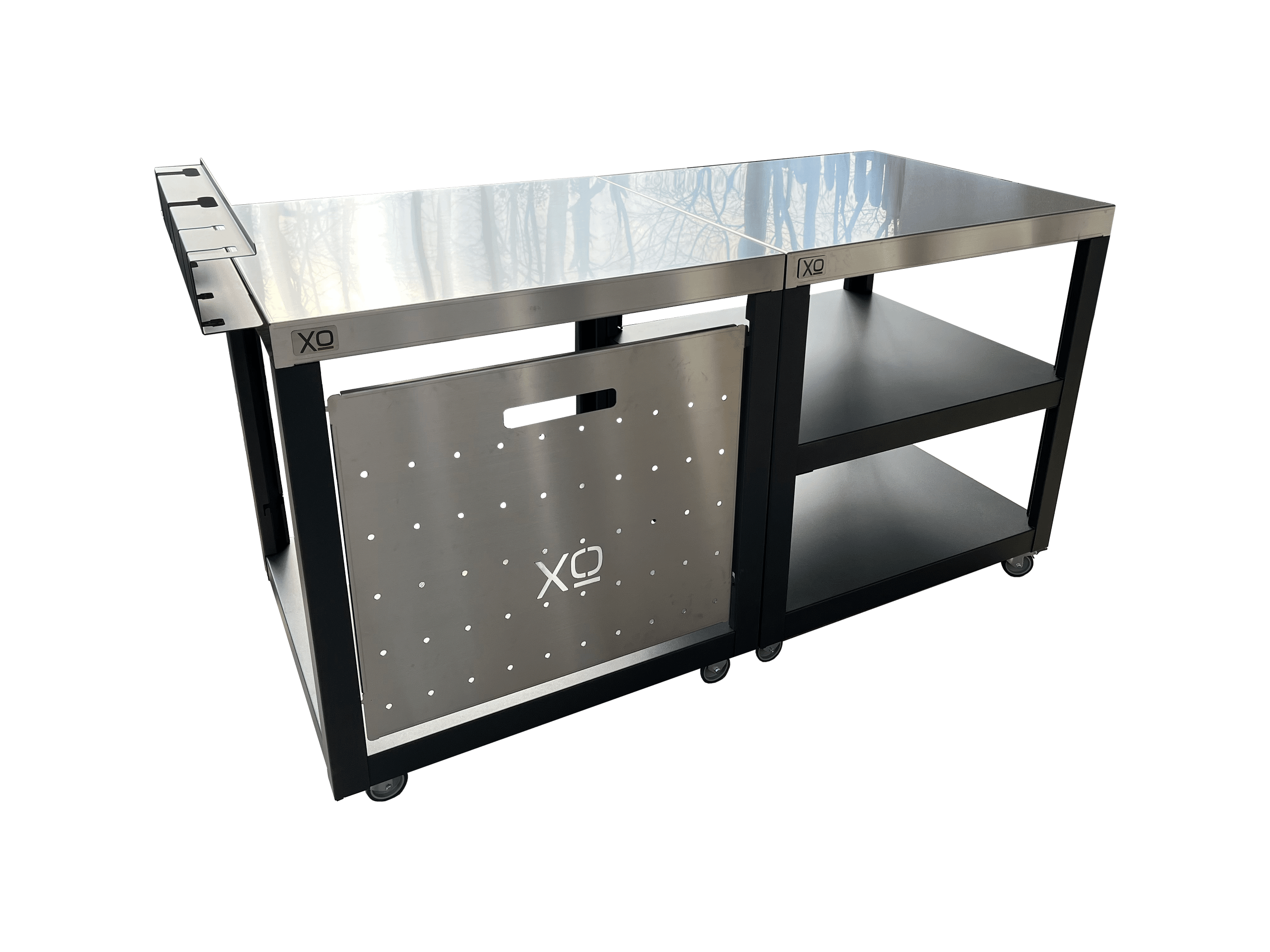 XO APPLIANCE XOPIZZA1PREP Prep Cart for XOPIZZA1 Black On Stainless - XOPIZZA1PREP
