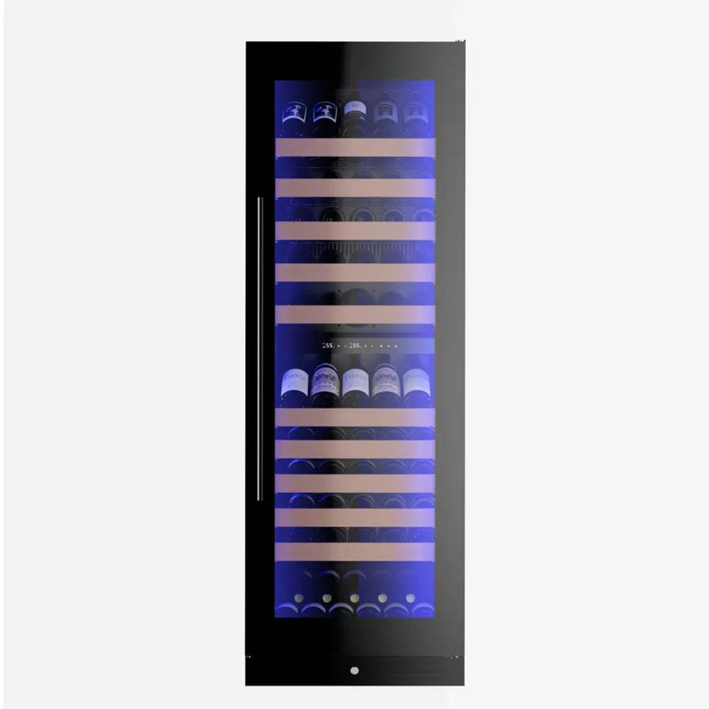 XO APPLIANCE XOU2470WDZGB Tall Dual Zone Wine Cooler, Black Glass Black - XOU2470WDZGB