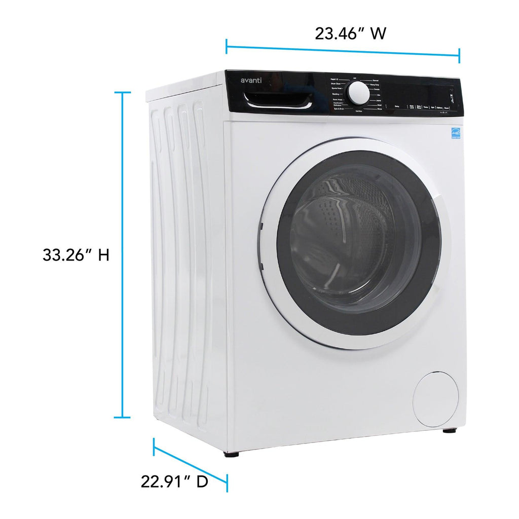 Avanti 24 Inch Front Load Washer with 2.2 cu. ft. Capacity, 15 Wash Cycles, 5 Water Temperature Settings, Energy Star Certified in White - FLW22V0W