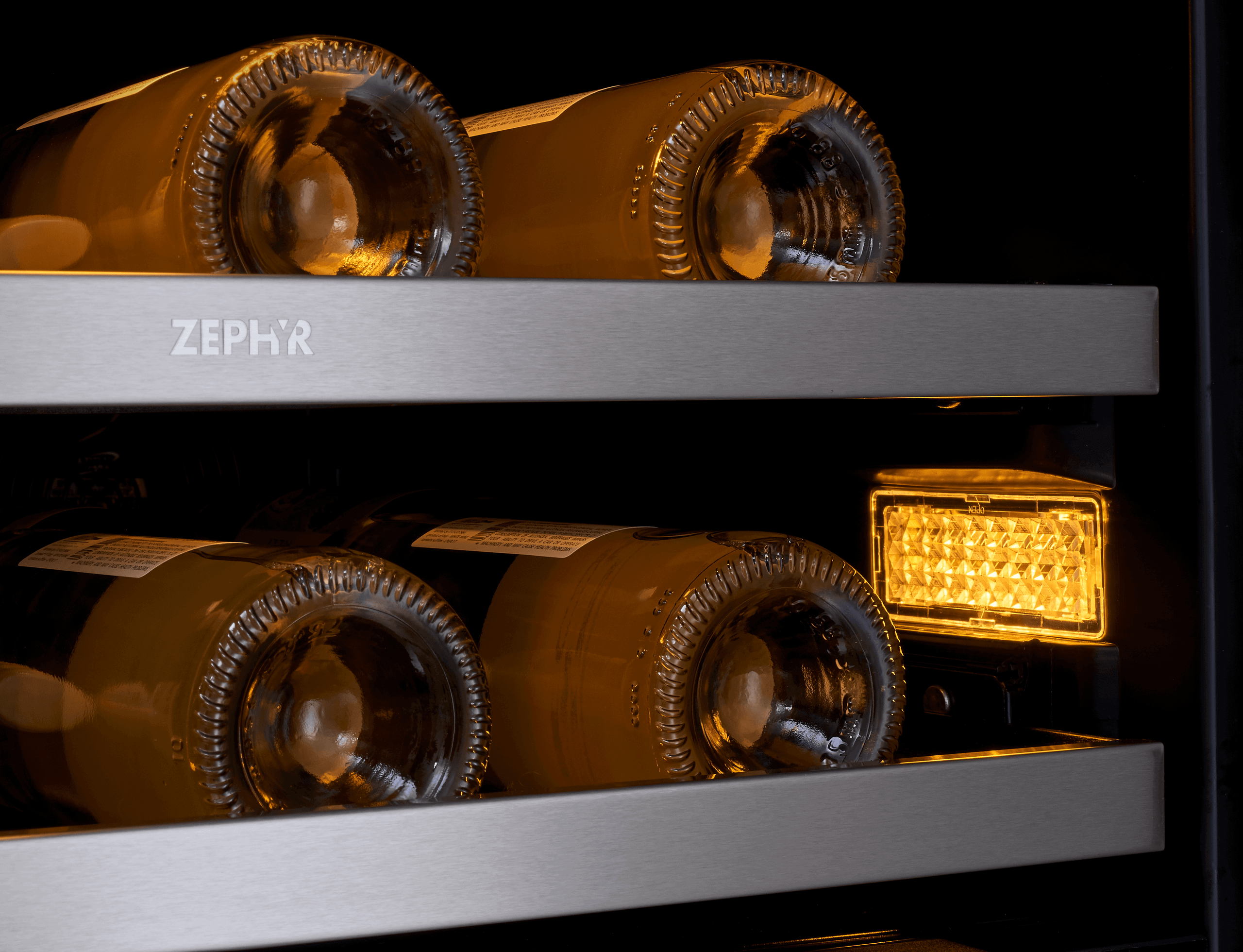 ZEPHYR Presrv Wine Cooler, 24in UC, SS+Gls, Fr Door, 2Z in Stainless Steel - PRW24C32CG