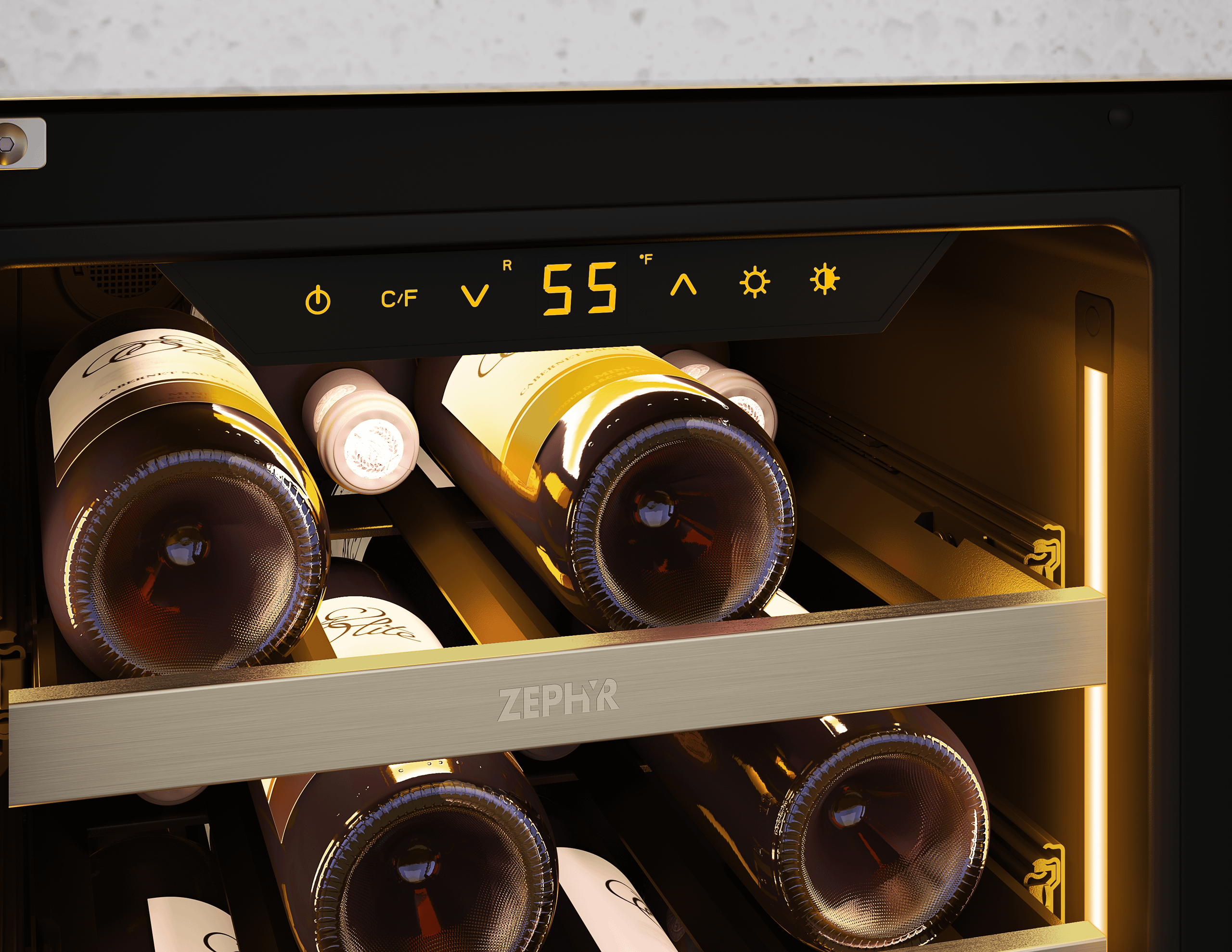 ZEPHYR Presrv Wine Cooler, 15in UC, SS+Gls, Rvs Door, 1Z in Stainless Steel - PRW15C01CG