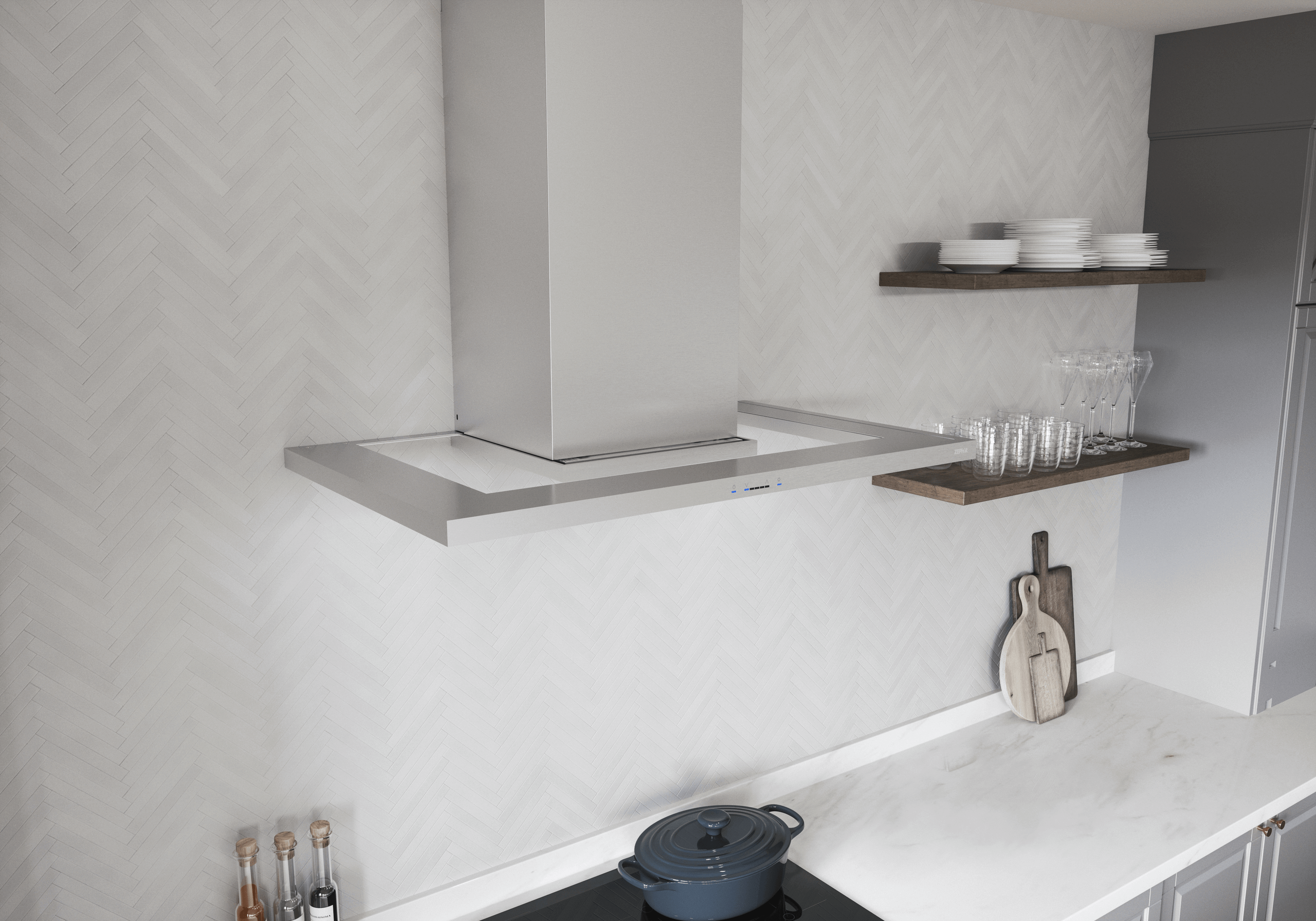ZEPHYR Modena, Wall, 30in, SS+Glass, LED, ACT in Stainless Steel - ZMOE30BS