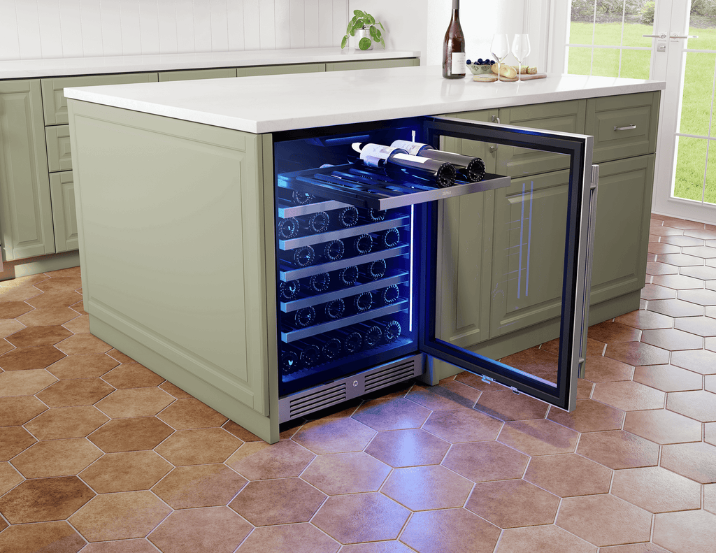 ZEPHYR Presrv Wine Cooler, 24in UC, SS+Gls, Rvs Door, 1Z in Stainless Steel - PRW24C01CG