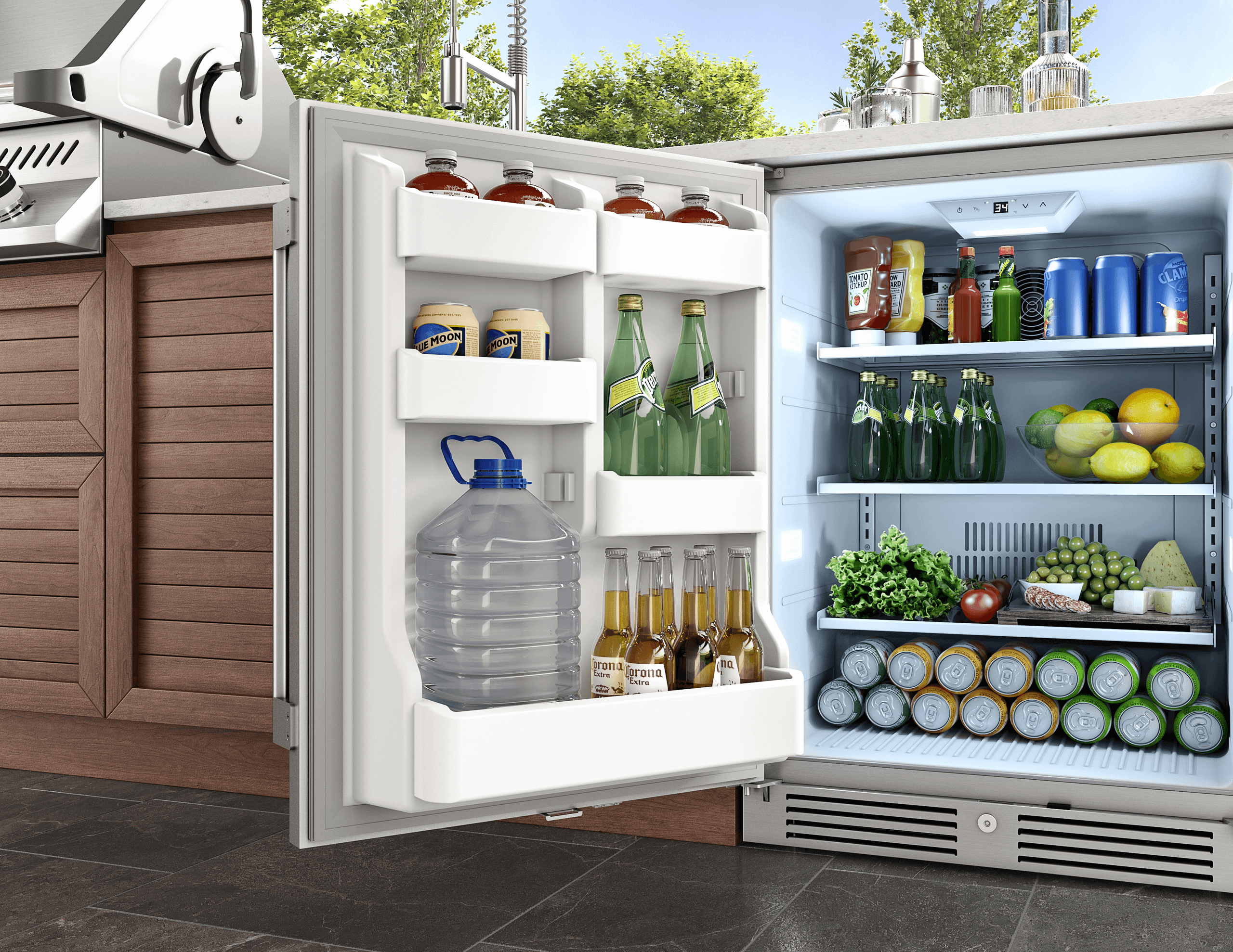 ZEPHYR Presrv Refrigerator, 24in Compact, Outdoor SS, Reversible, Lock, 1 Zone in Stainless Steel - PRR24C01ASOD
