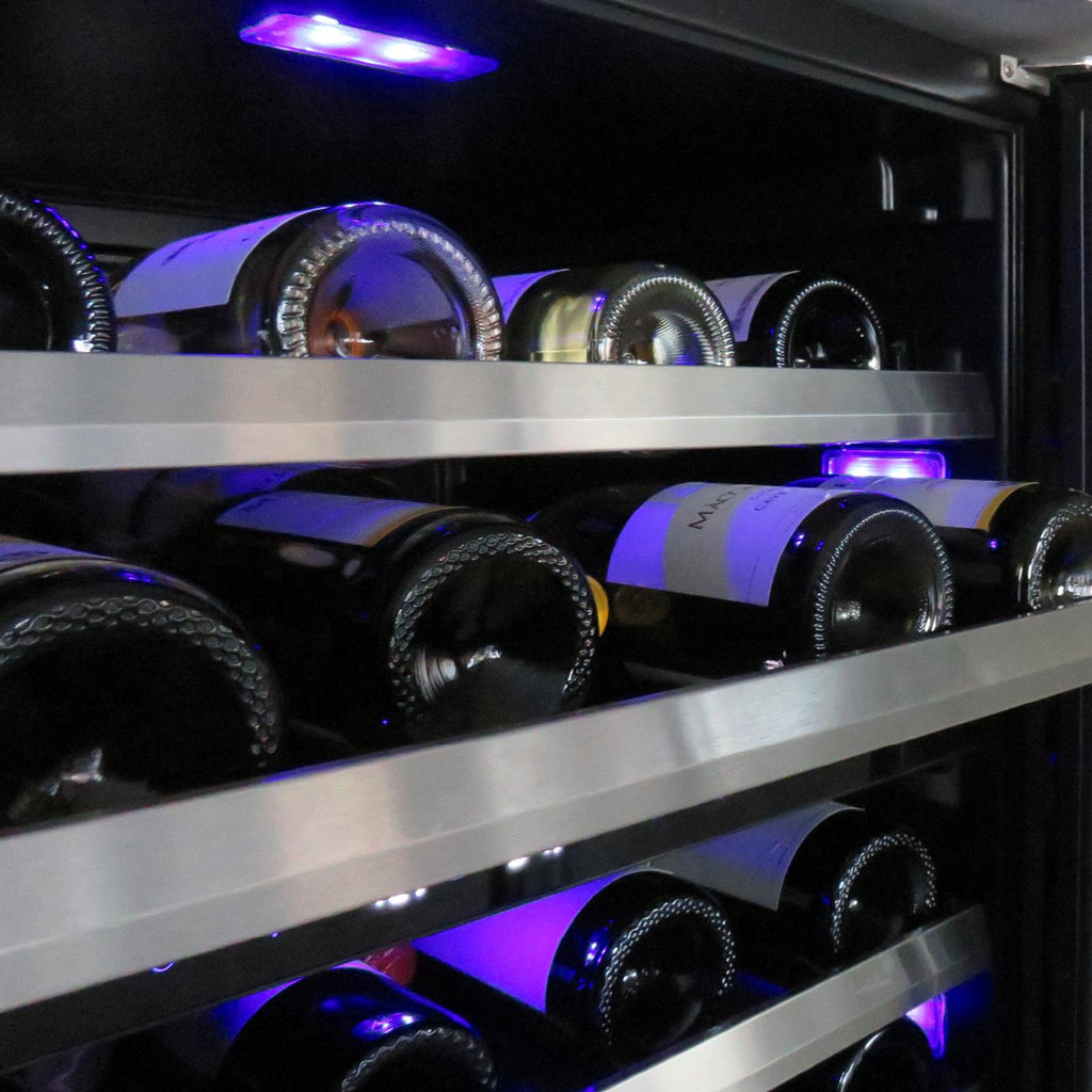 XO APPLIANCE XOU24WDZGSL 24" Wine Cooler, Dual Zone in Stainless Steel Glass, Left Hinge in Stainless Steel - XOU24WDZGSL
