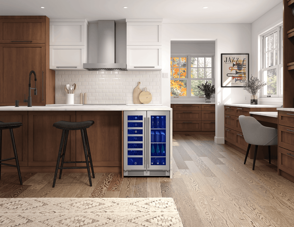 ZEPHYR Presrv Wine & Bev Cooler, 24in UC, SS+Gls, Fr Dr in Stainless Steel - PRWB24C32CG