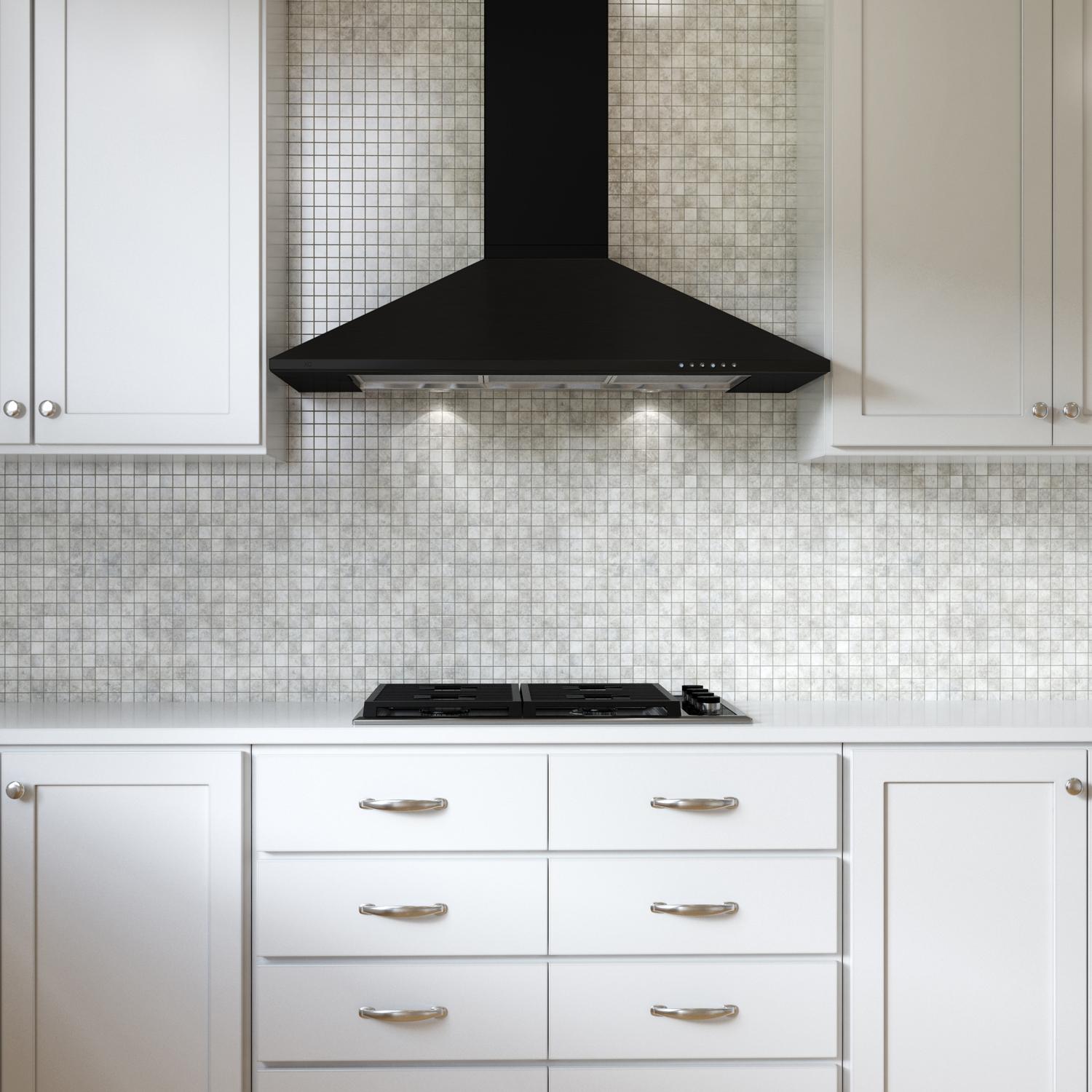 XO APPLIANCE XOB30BC 30" CCC 600/395 CFM Italian Made Wall Mount Chimney Range Hood Black - XOB30BC