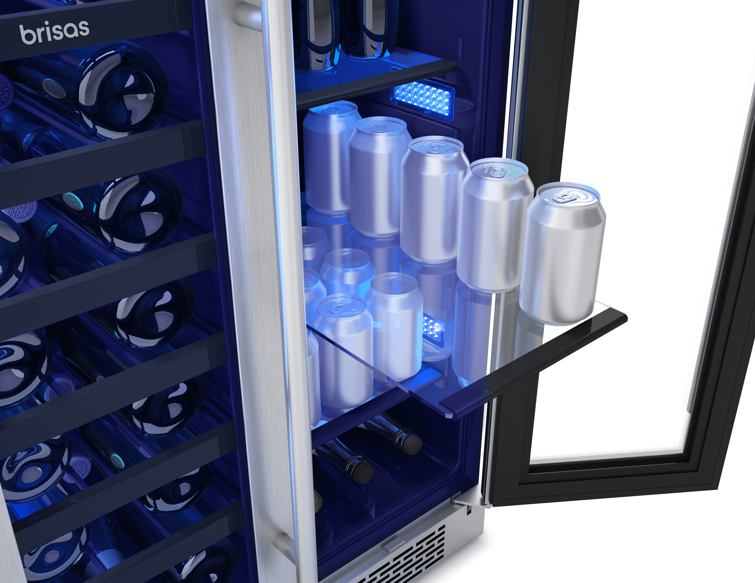 ZEPHYR Brisas Wine Bev Cooler, 24in UC, SS+Gls, Fr Dr, 2Z in Stainless Steel - BWB24C32AG