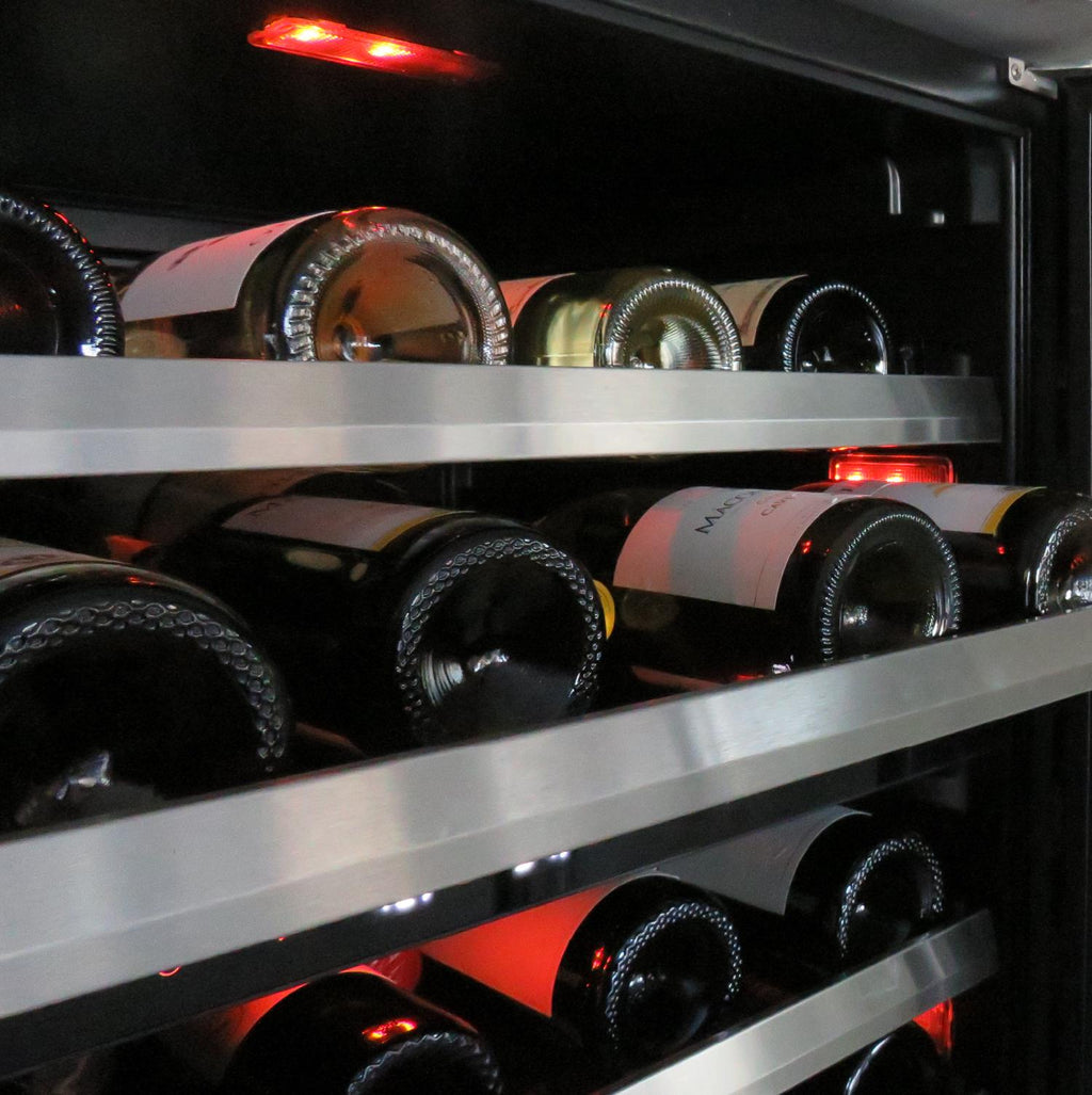 XO APPLIANCE XOU24WDZGBR Dual Zone Wine Cooler, 24" Black Glass, Right Hinge Black - XOU24WDZGBR