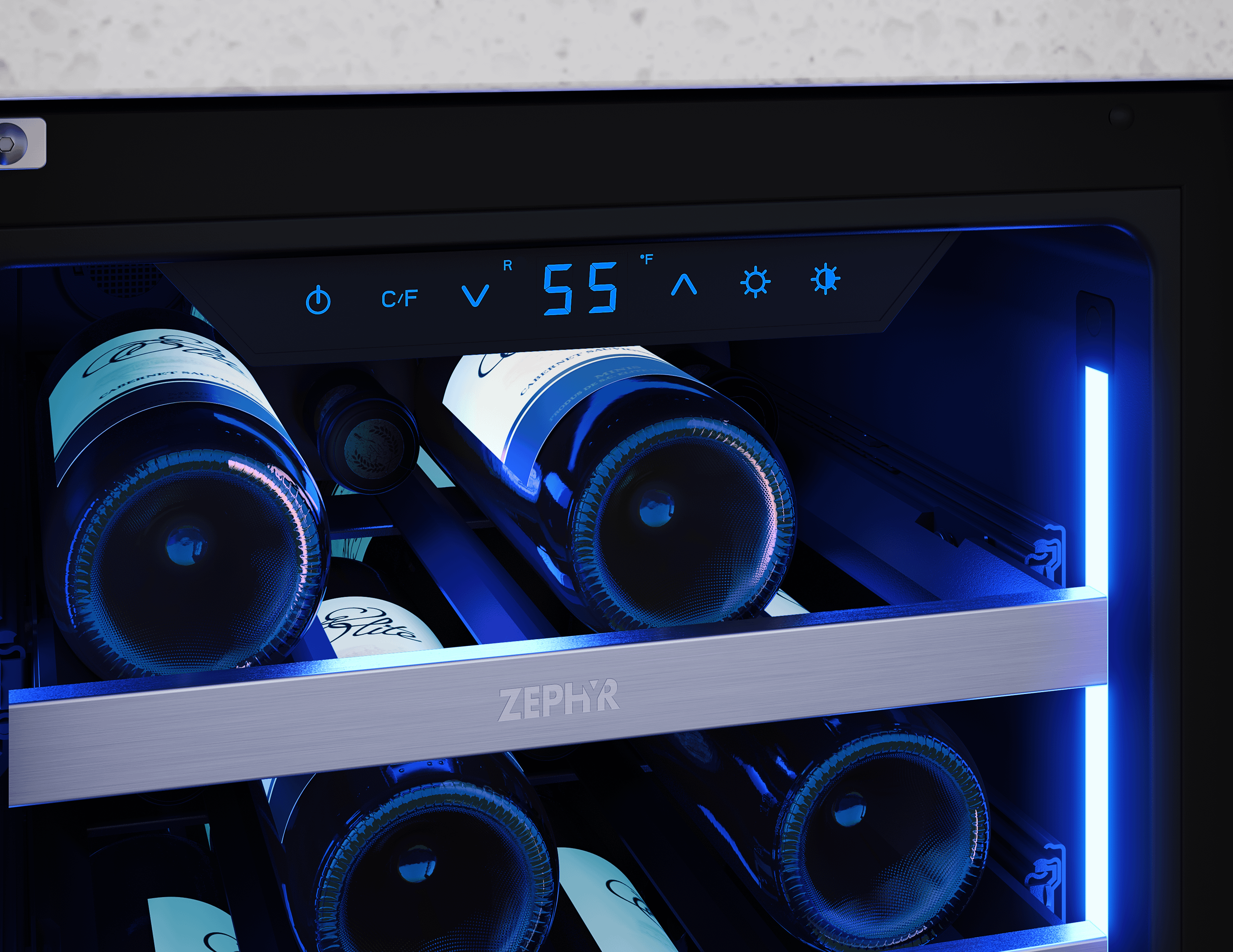 ZEPHYR Presrv Wine Cooler, 15in UC, SS+Gls, Rvs Door, 1Z in Stainless Steel - PRW15C01CG