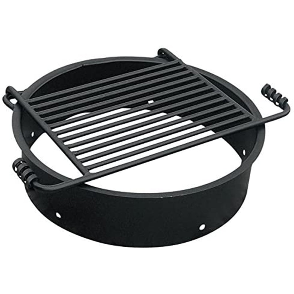 Pilot Rock 3 Pack 24” Steel Ground Fire Pit Rings & Metal Cooking Grates, Black - 415886