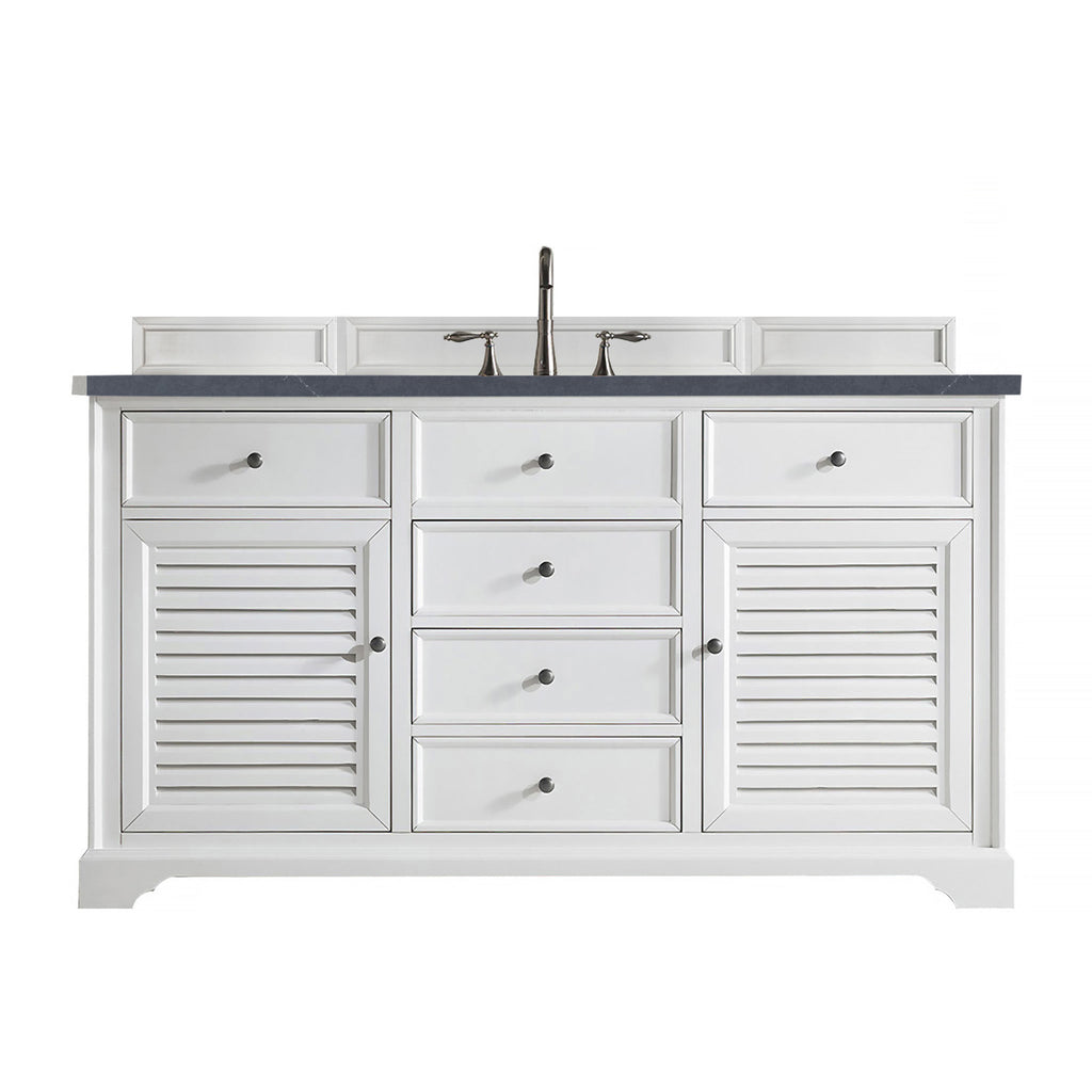 James Martin Vanities Savannah 60" Bright White Single Vanity - 238-104-V60S-BW-3AF
