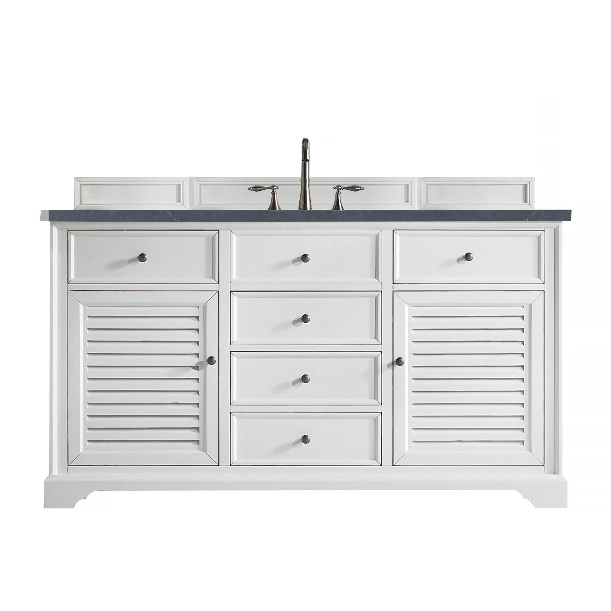 James Martin Vanities Savannah 60" Bright White Single Vanity - 238-104-V60S-BW-3AF