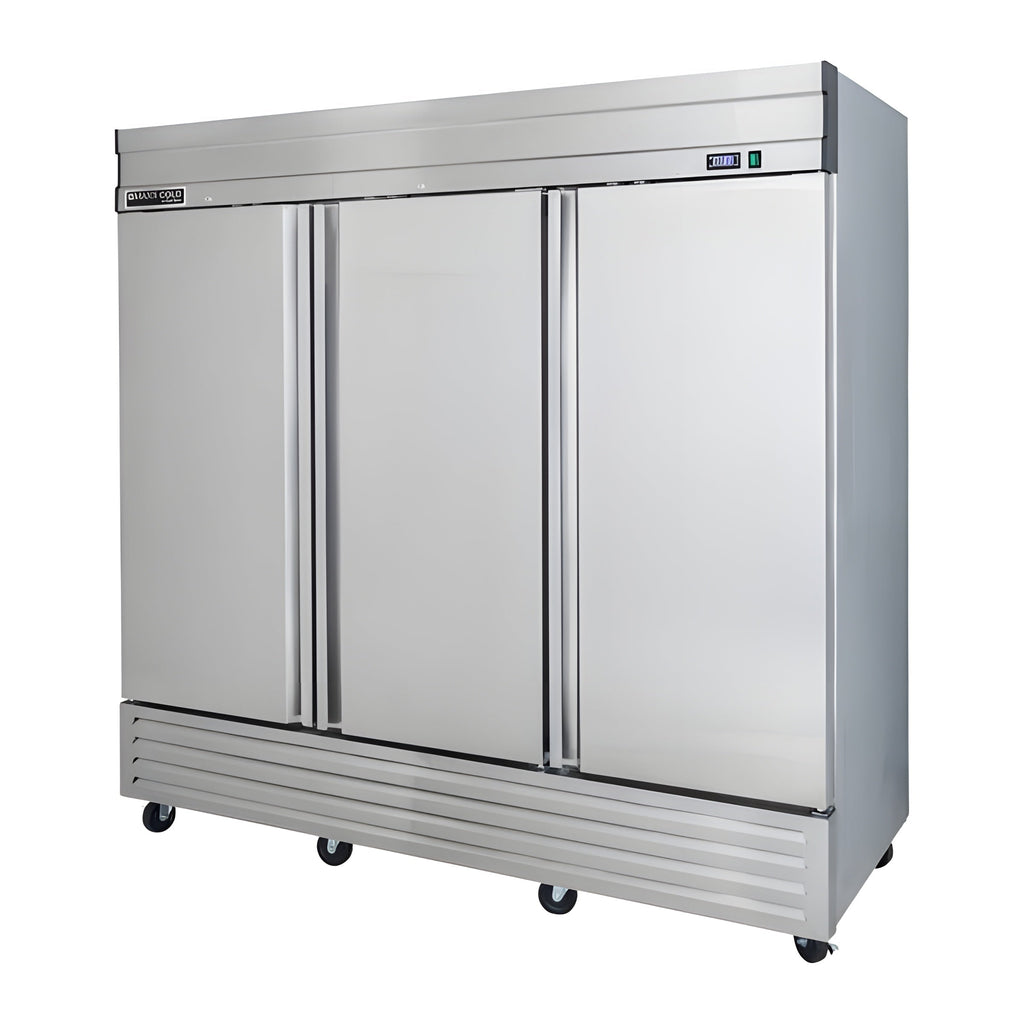 Maxx Cold V-Series 3 Door Reach-In Refrigerator, Bottom Mount, in Stainless Steel -  MVR-72FDHC