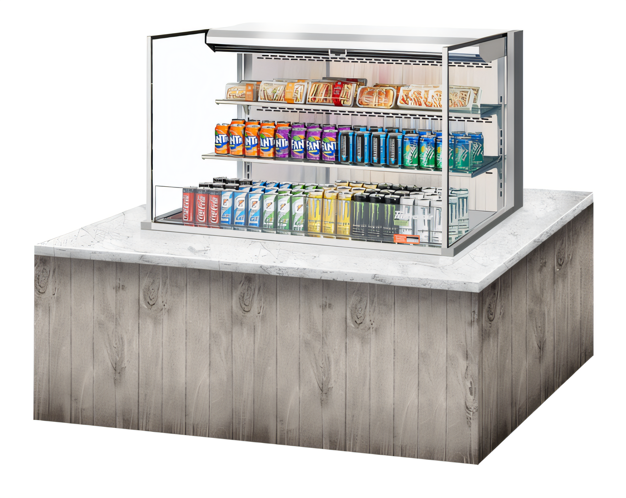 Turbo Air TOM-48L-UF-S-3SI-N Countertop Refrigerated Display Cases - TOM-48L-UF-S-3SI-N