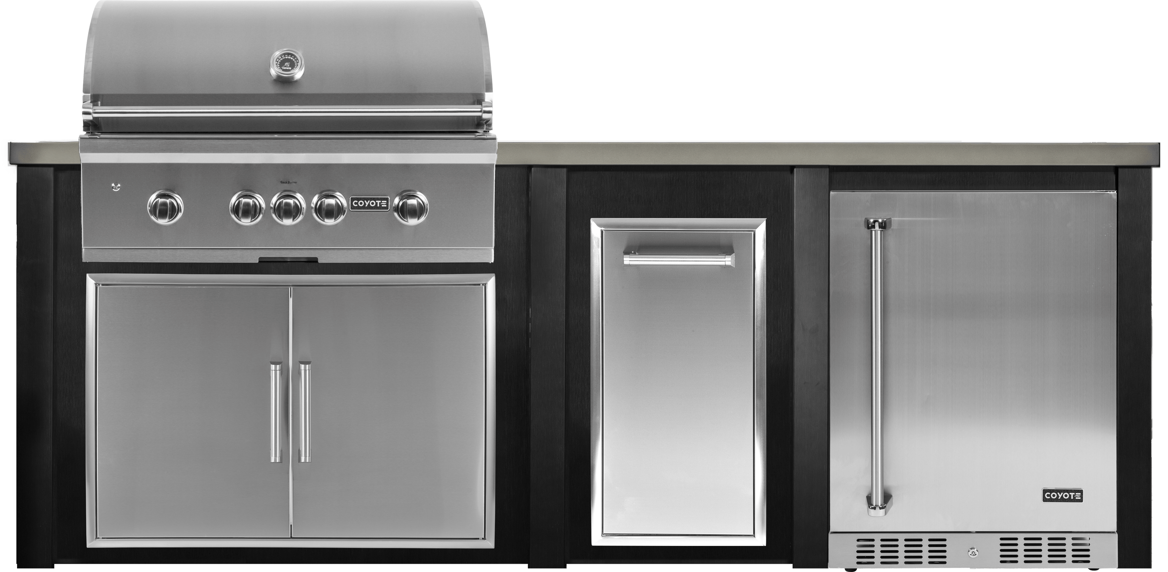 Haven 96" Coyote Outdoor Kitchen Island w/ 24" Refrigerator - HCOY96REF