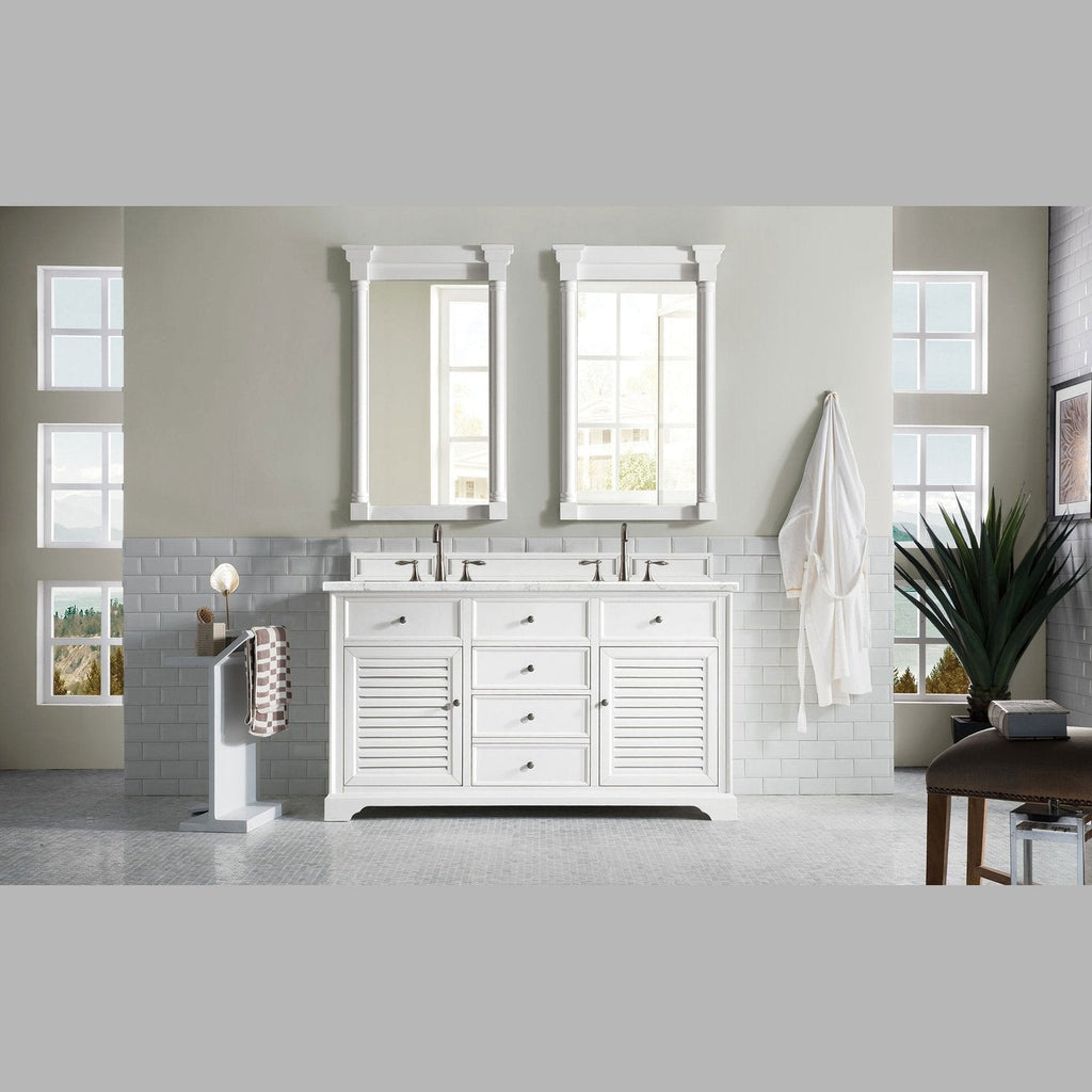 James Martin Vanities Savannah 60" Bright White Double Vanity - 238-104-V60D-BW-3AF