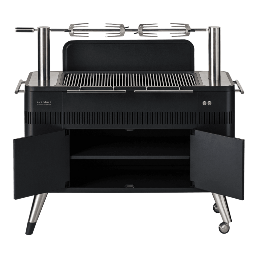 Everdure By Heston Blumenthal 54-Inch Charcoal Grill With Rotisserie & Electronic Ignition - HBCE2BBUS