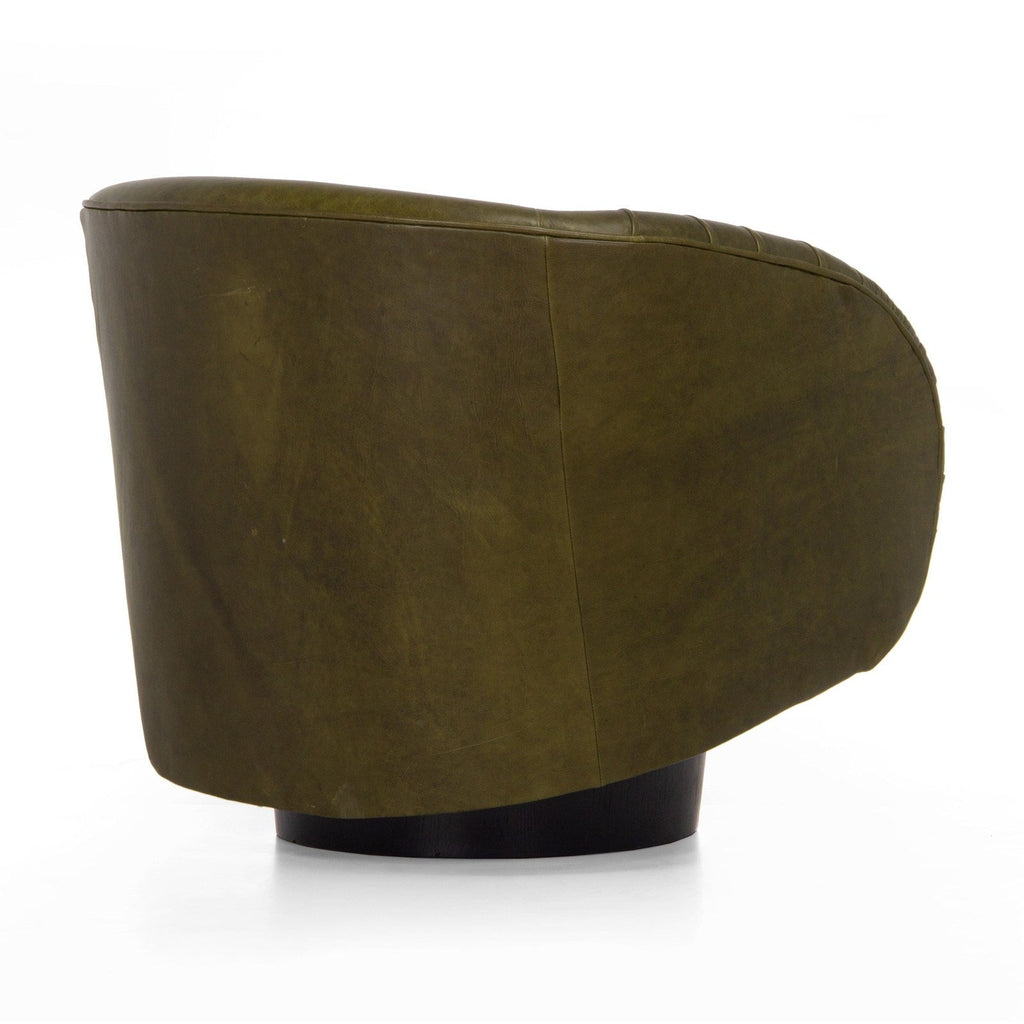 Union Home Rotunda Chair - Green Leather  - LVR00677