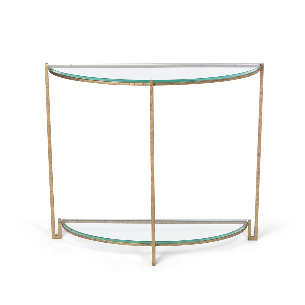 Park Hill Collection Naomi Elegant Iron and Glass Demi Lune Table - Stylish Accent for Foyers and Small Spaces - EFT26034