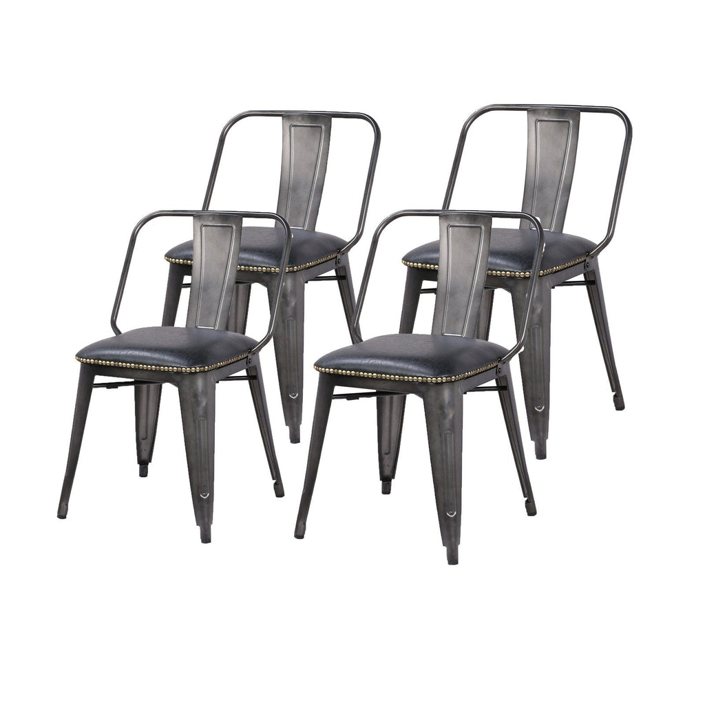 New Pacific Direct Brian PU Leather Metal Side Chair, (Set of 4)  - 9300030-240