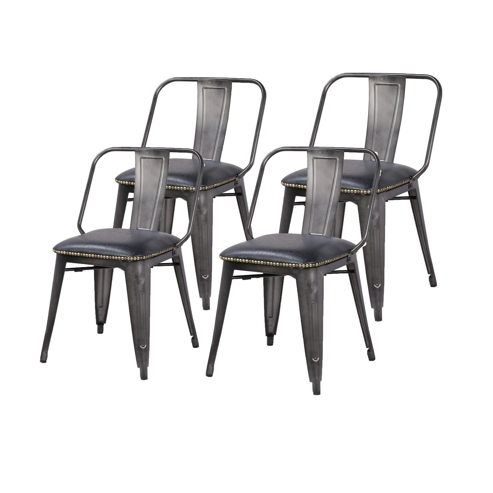 New Pacific Direct Brian PU Leather Metal Side Chair, (Set of 4)  - 9300030-240