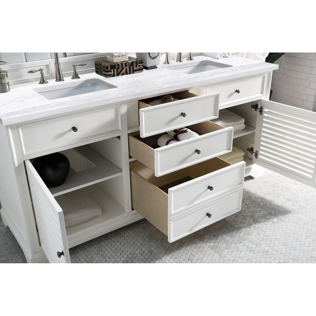 James Martin Vanities Savannah 72" Bright White Double Vanity - 238-104-V72-BW-3AF