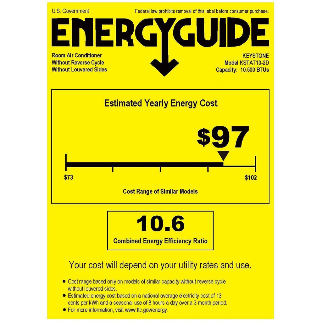 Keystone - 10,000 BTU Through the Wall Air Conditioner,EStar,230V, R32 Thru-the-Wall - KSTAT10-2D