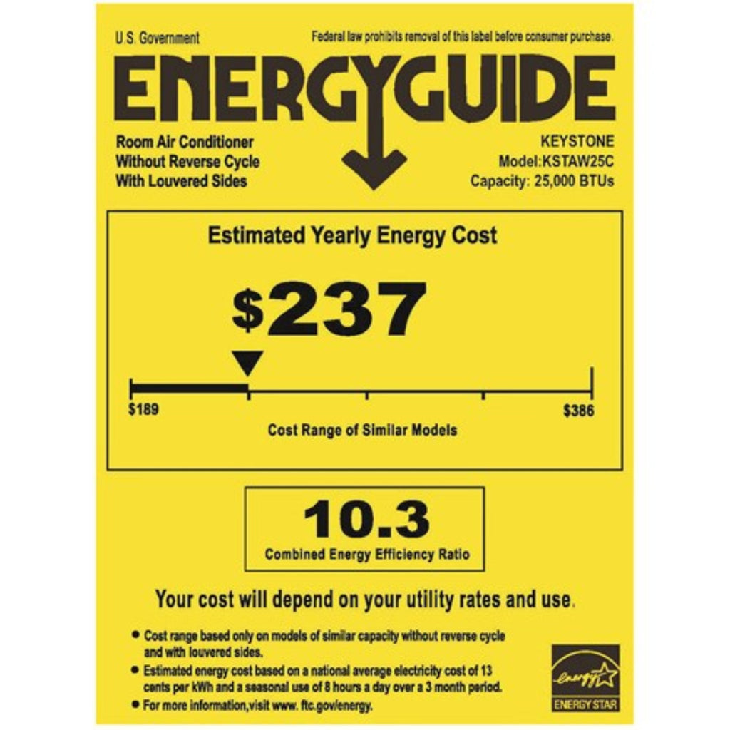 Keystone Energy Star 25,000/24,700 BTU 230V Window/Wall Air Conditioner with Follow Me LCD Remote Control  -  KSTAW25C