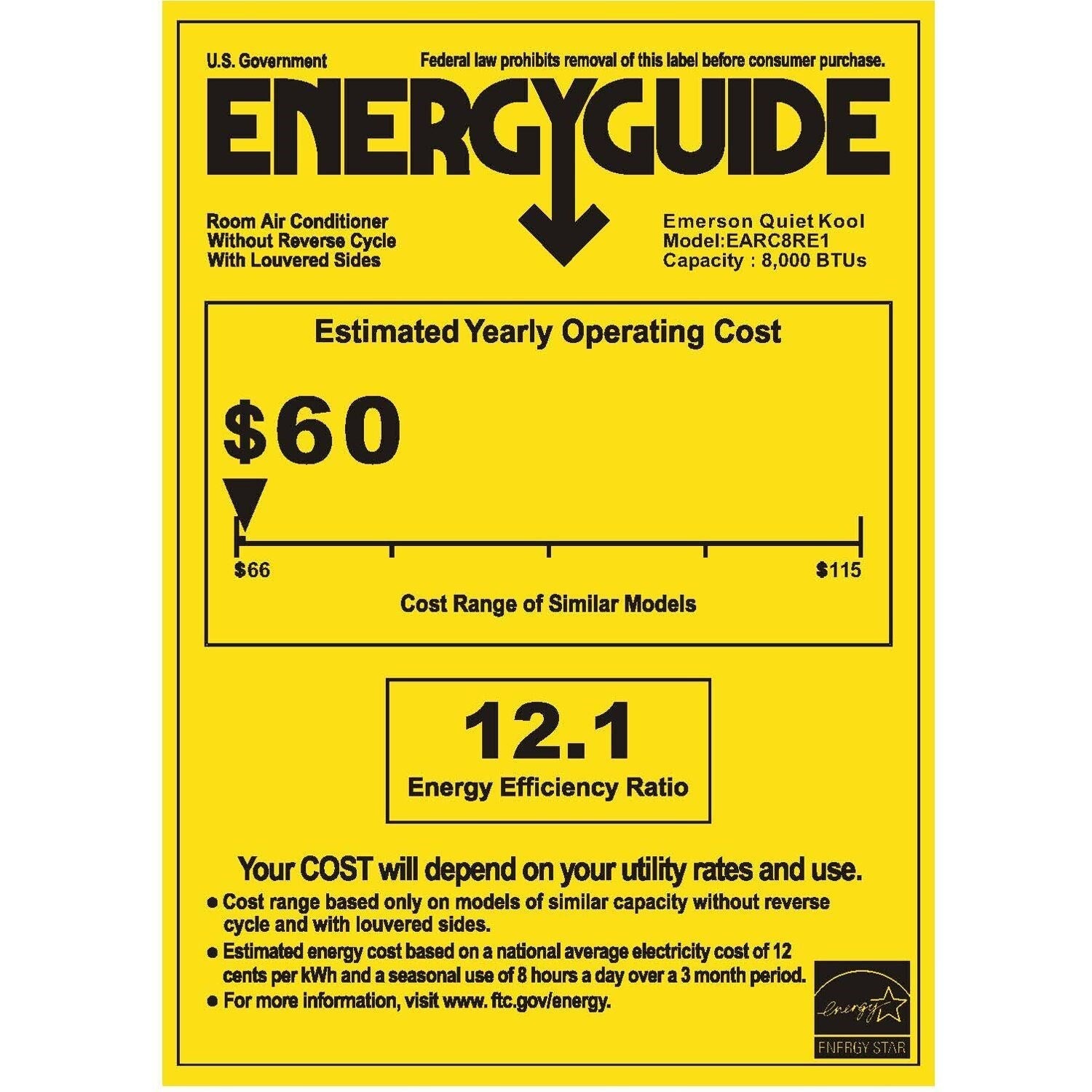Emerson Quiet - 8000 BTU Window Air Conditioner with Electronic Controls | EARC8RE1