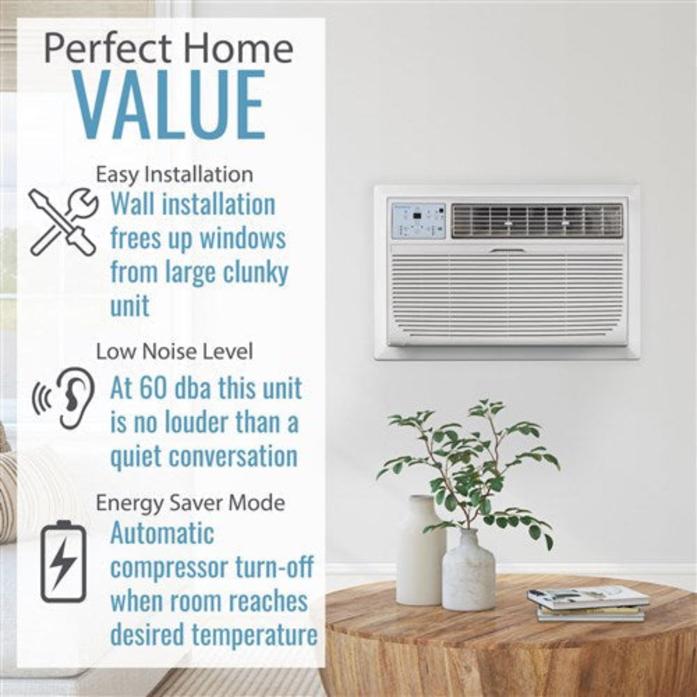 Keystone - 12,000 BTU Through the Wall Air Conditioner,EStar,115V, R32Thru-the-Wall - KSTAT12-1D
