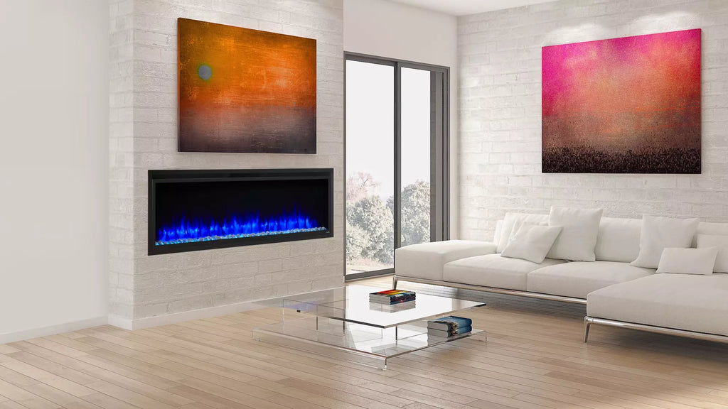 SimpliFire 72" Allusion Platinum Recessed Linear Electric Fireplace - SF-ALLP72-BK
