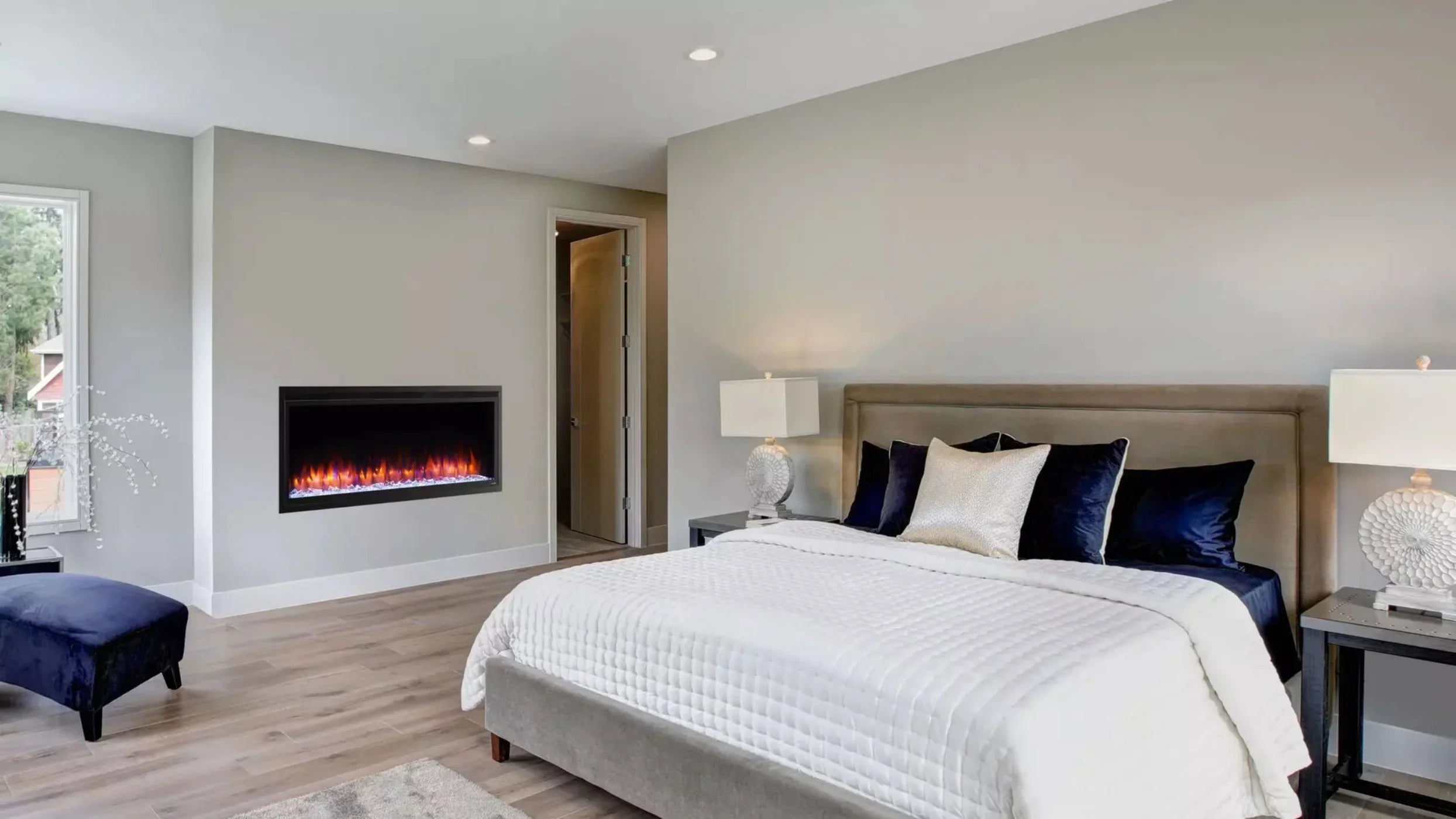 SimpliFire 50" Allusion Platinum Recessed Linear Electric Fireplace - SF-ALLP50-BK