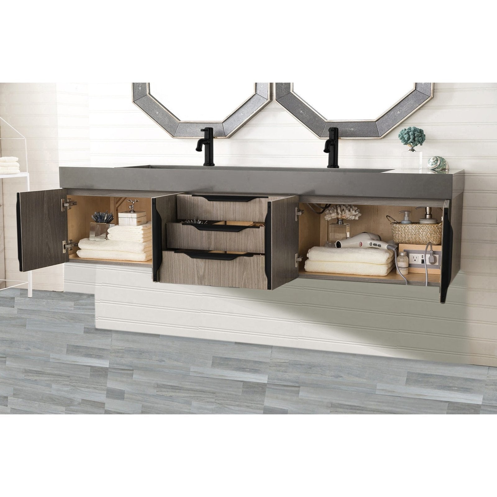 James Martin Vanities Mercer Island 72" Double Vanity - 389-V72D-AGR-G-DGG
