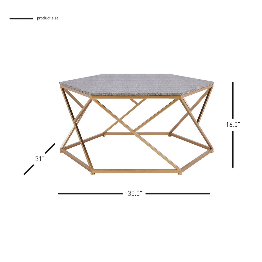 New Pacific Direct Cressa Hexagon Faux Shagreen Coffee Table  - 1600044