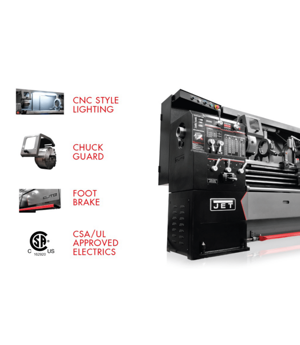 JET Elite Lathe E-1340VS with ACU-RITE 303 DRO with Taper Attachment and Collet Closer - JT9-892414