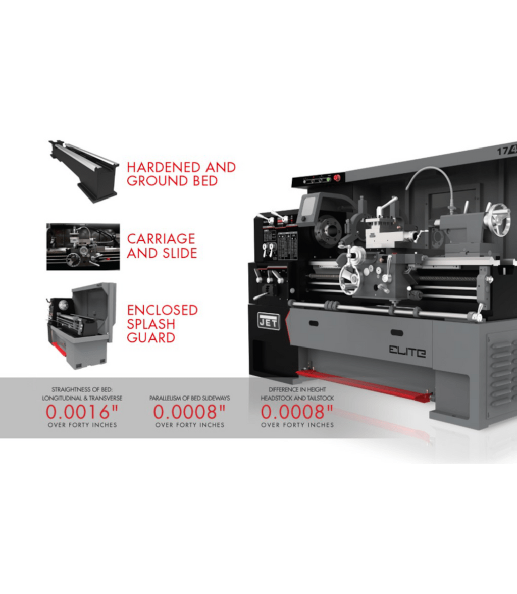 JET Elite Lathe E-1340VS with ACU-RITE 203 DRO with Taper Attachment - JT9-892404
